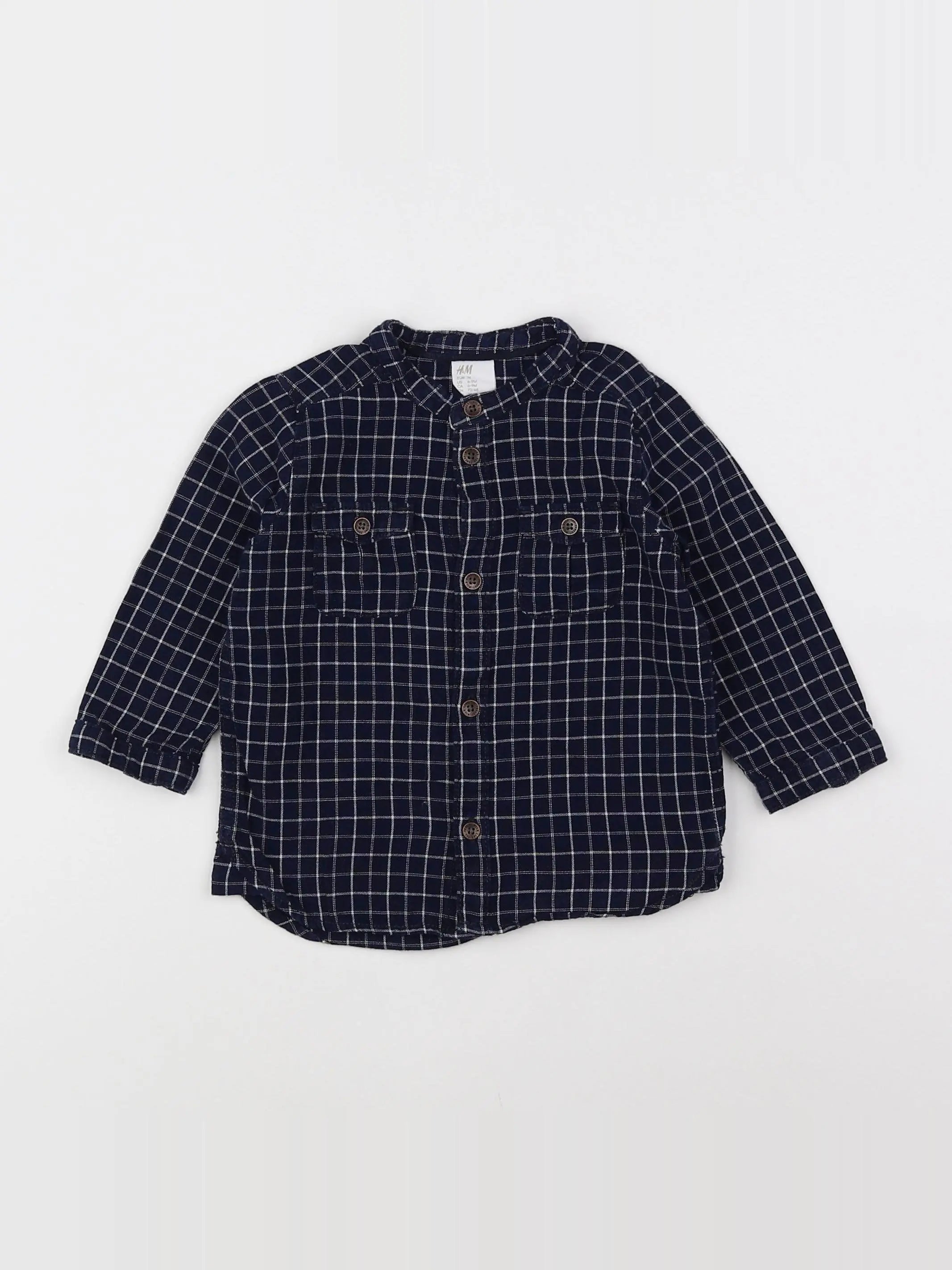 H&M - chemise bleu - 6/9 mois