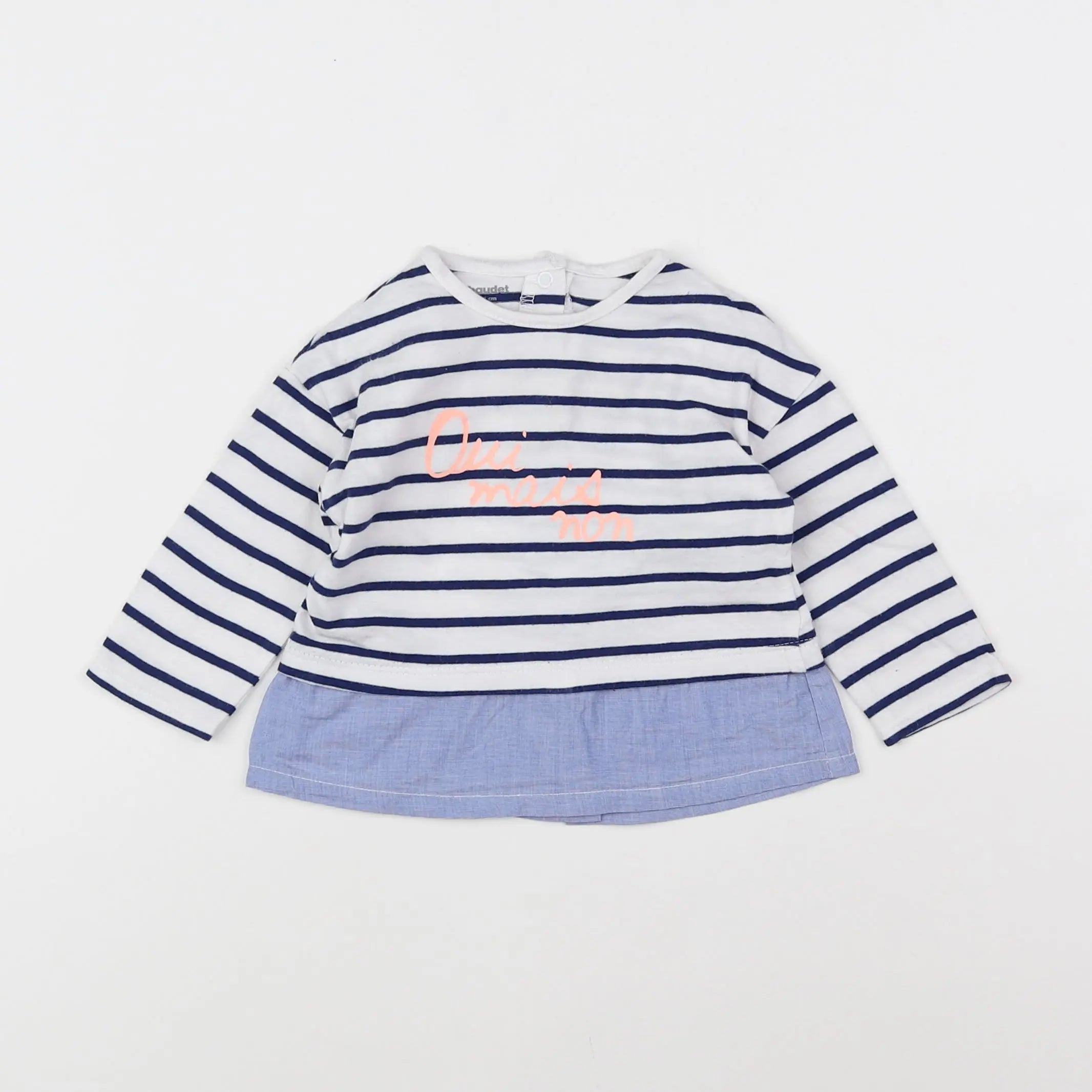 Vertbaudet - tee-shirt bleu, blanc - 9 mois