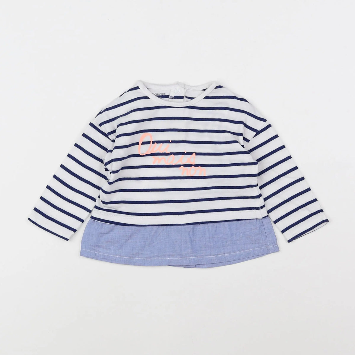 Vertbaudet - tee-shirt bleu, blanc - 12 mois