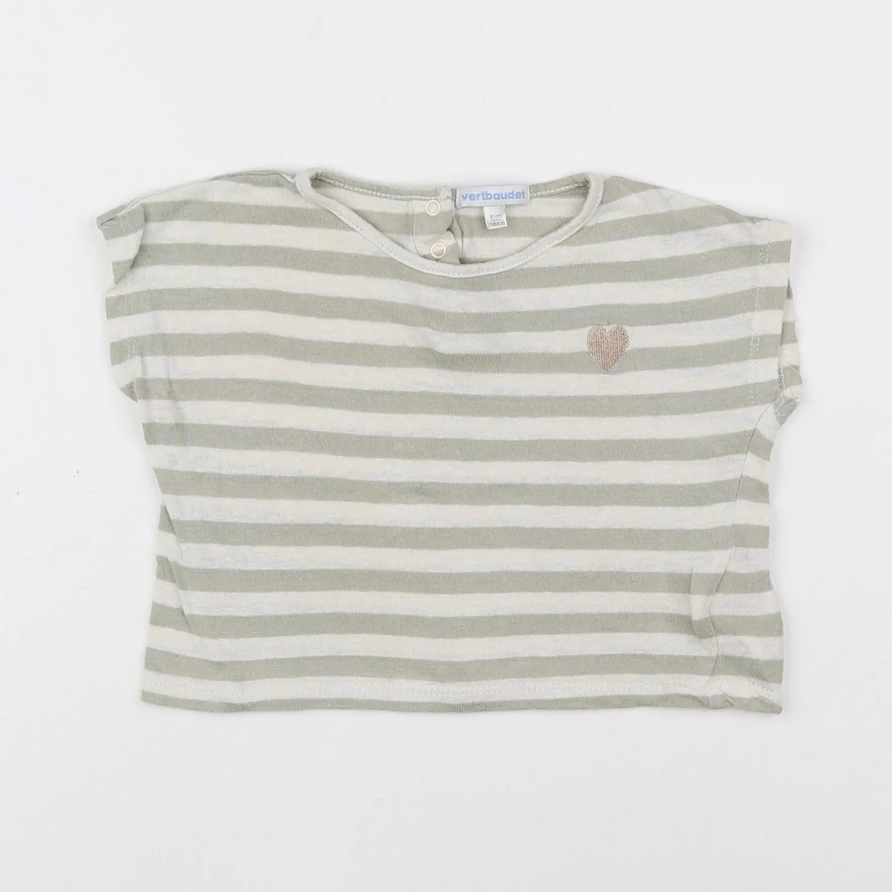 Vertbaudet - tee-shirt blanc, vert - 18 mois