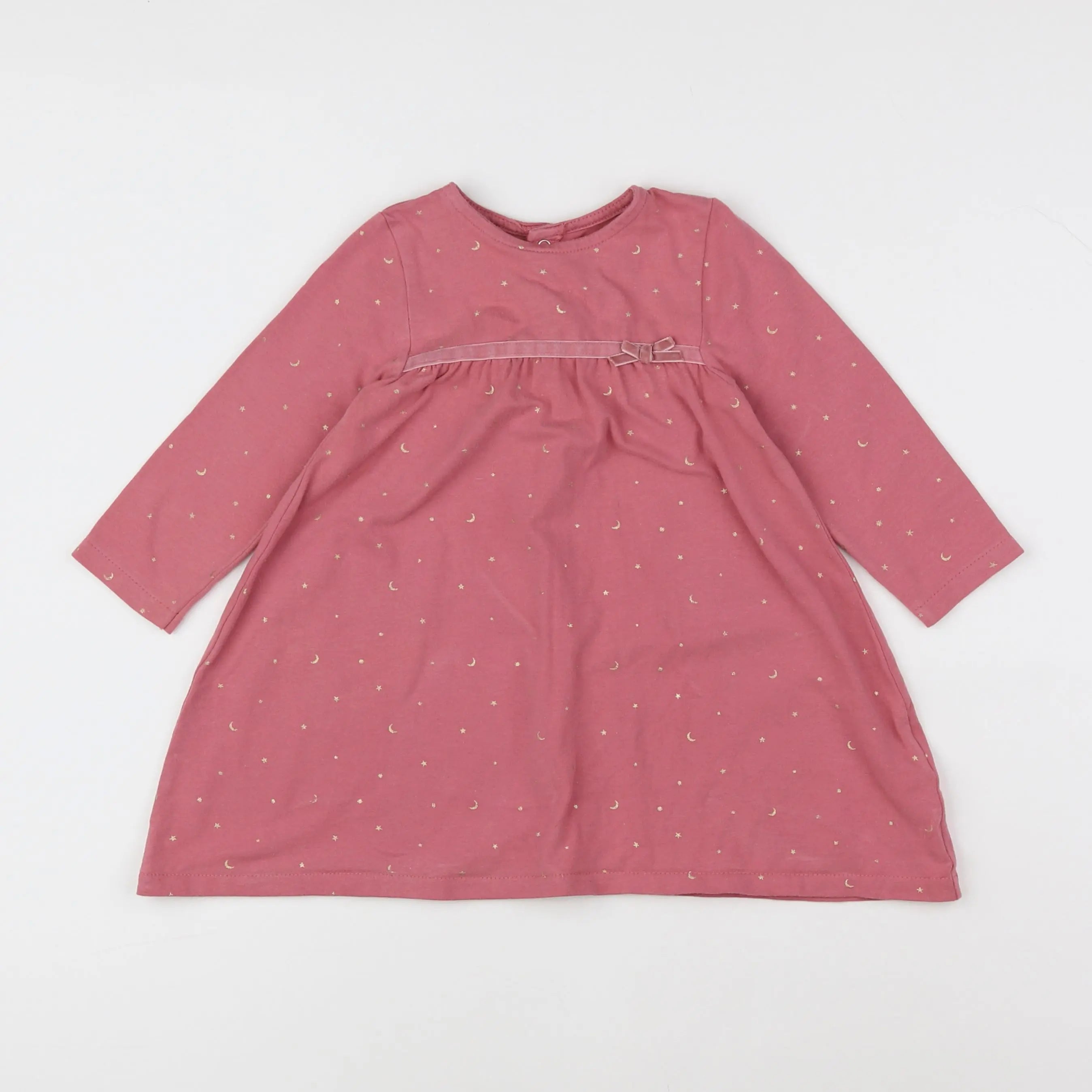 Vertbaudet - robe rose, or - 18 mois