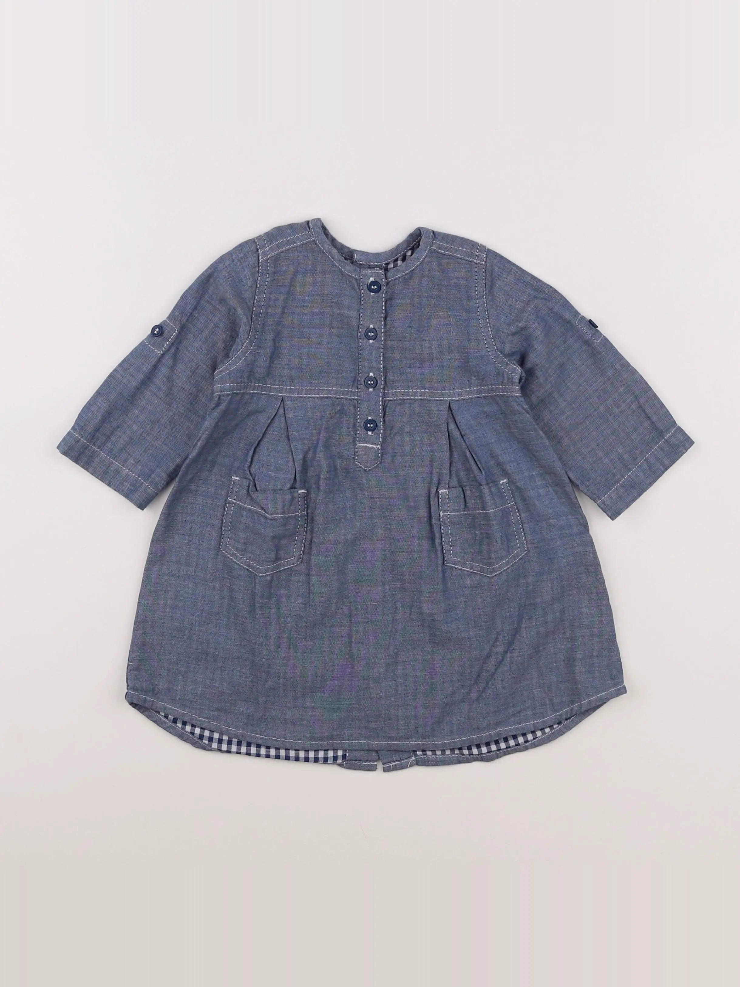 Petit Bateau - robe bleu - 12 mois