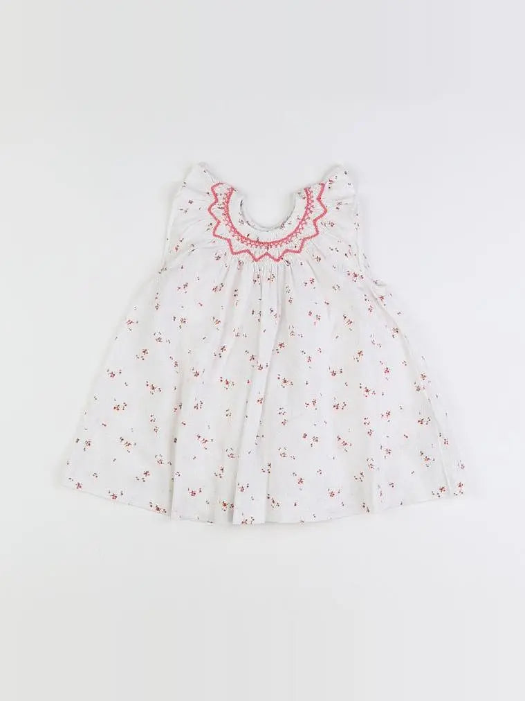 Cyrillus - robe blanc, rose - 6 mois