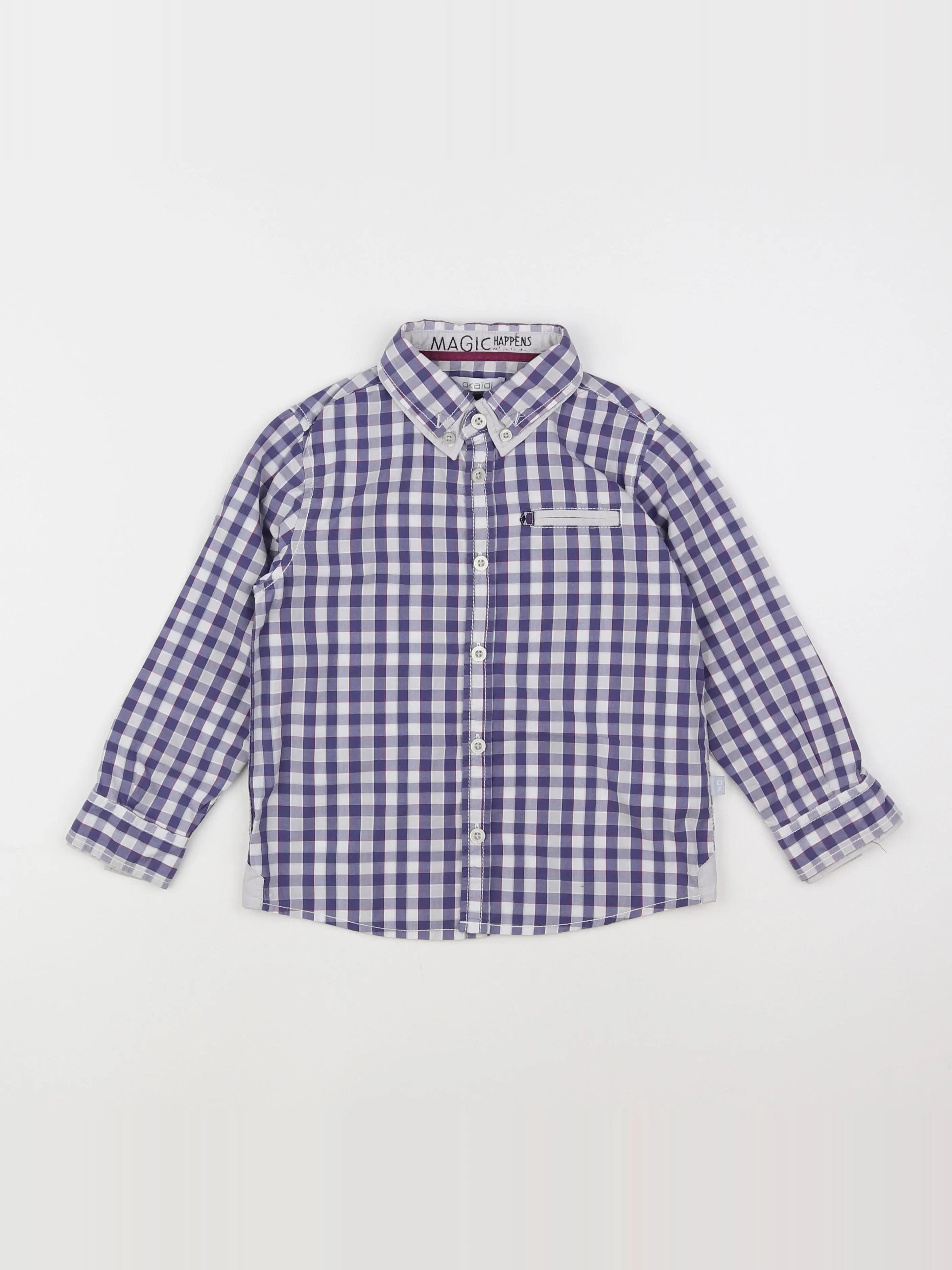 Okaidi - chemise bleu, blanc - 4 ans