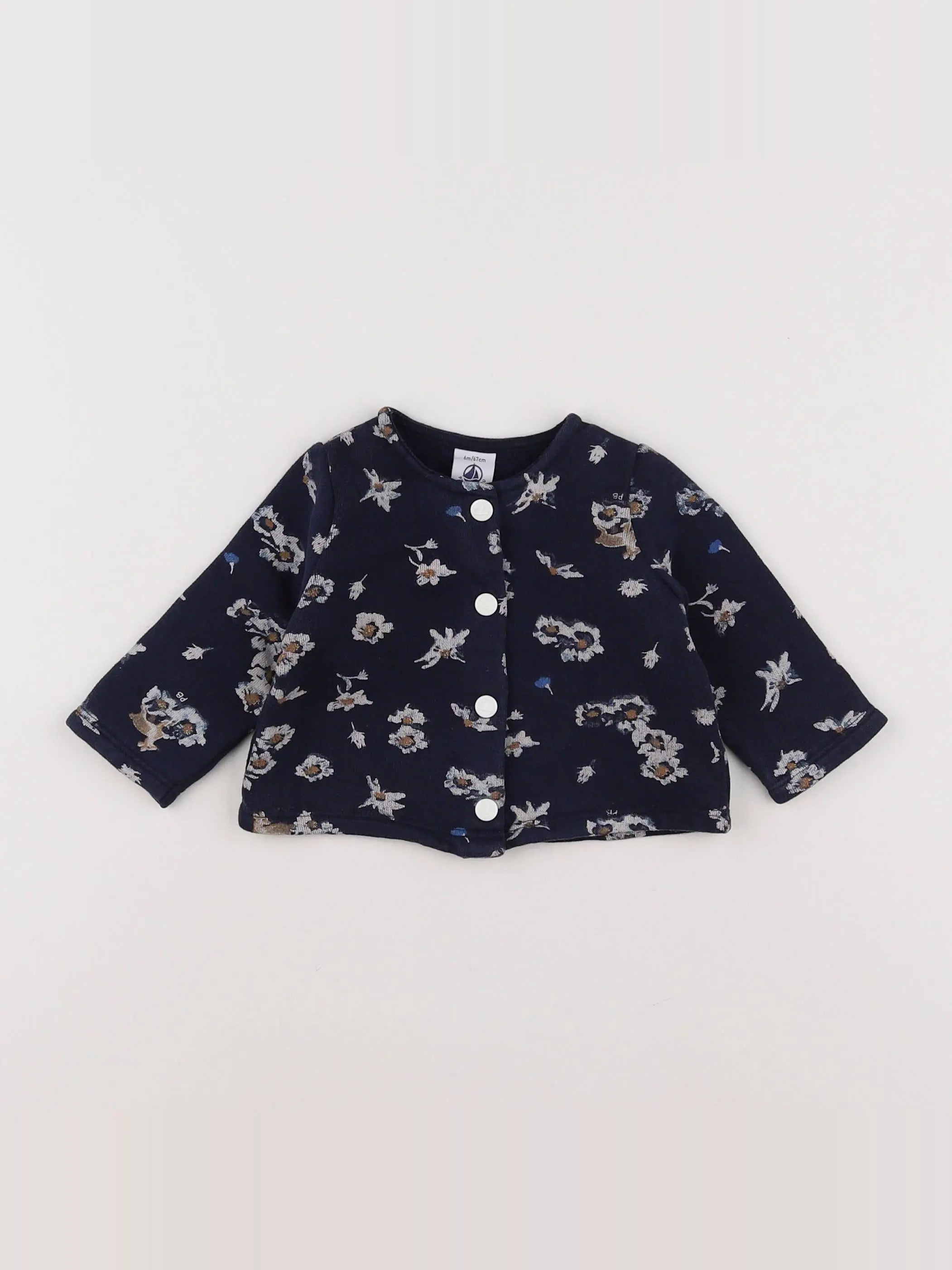 Petit Bateau - sweat bleu - 6 mois