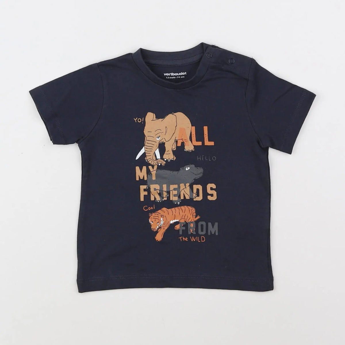 Vertbaudet - tee-shirt bleu - 12 mois