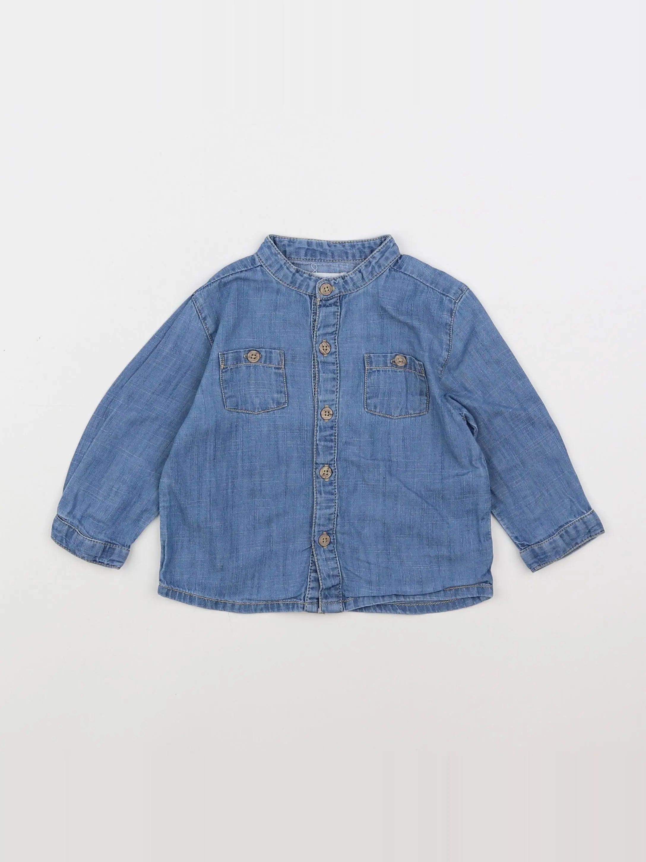 Boutchou - chemise bleu - 9 mois