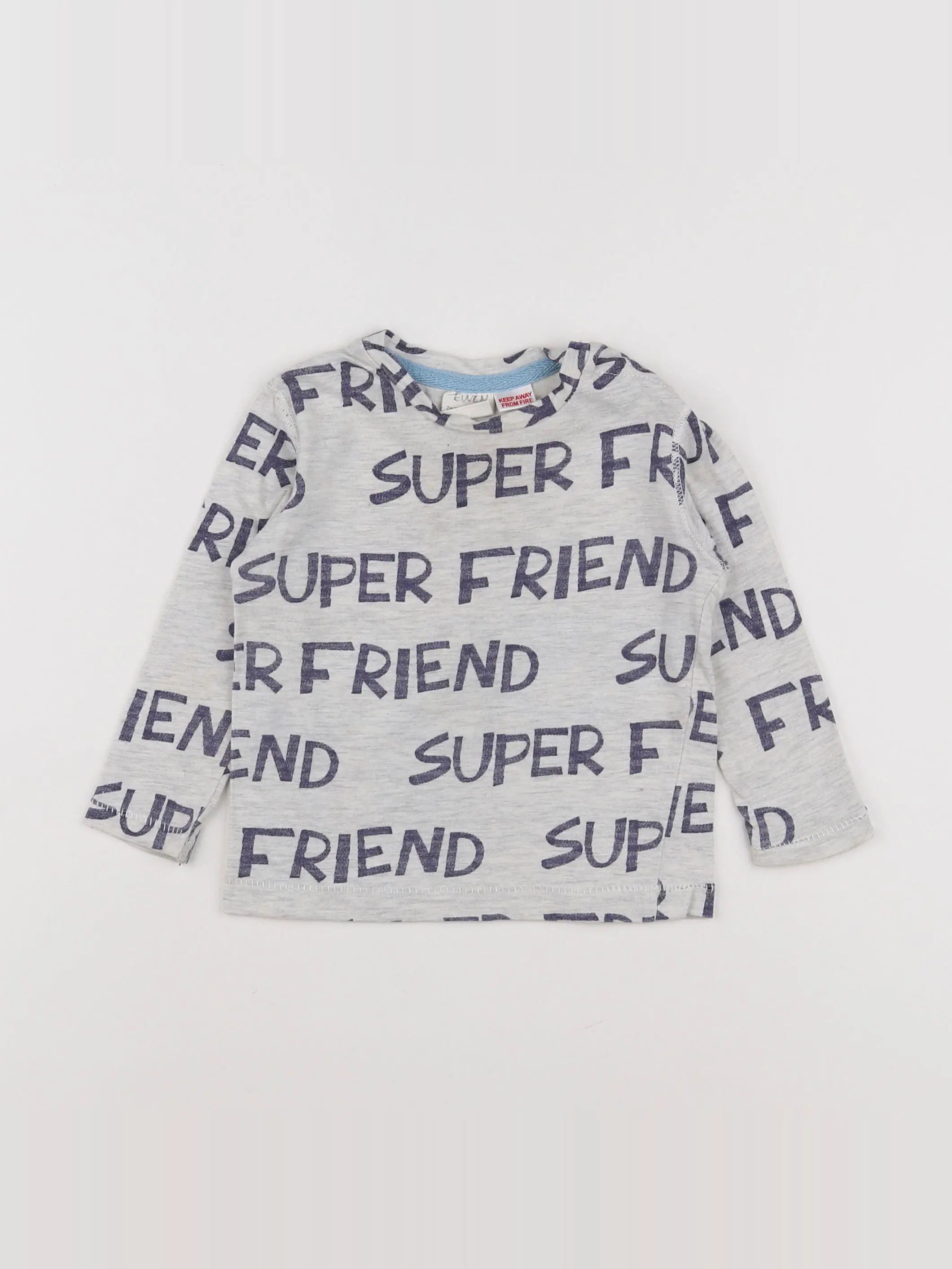 Zara - tee-shirt gris, bleu - 9/12 mois