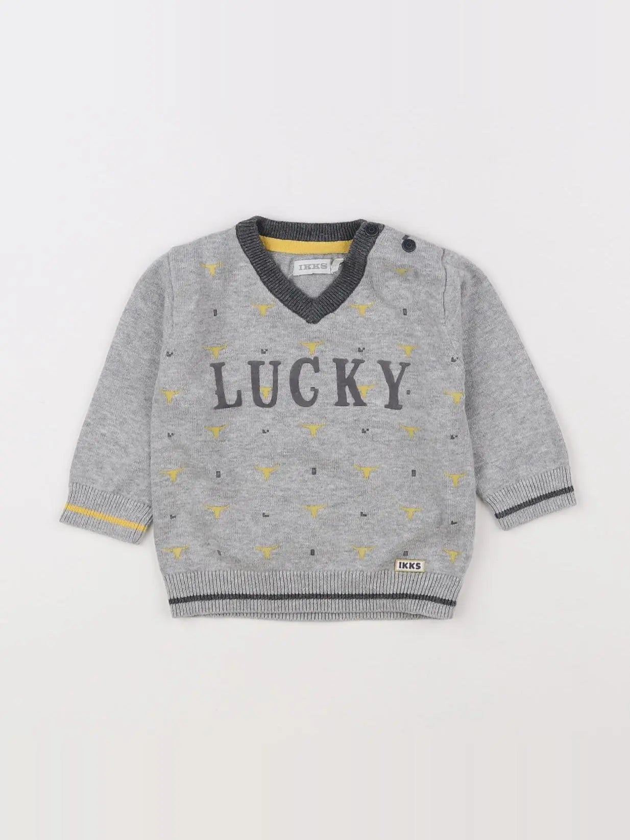 IKKS - pull gris, jaune - 6 mois