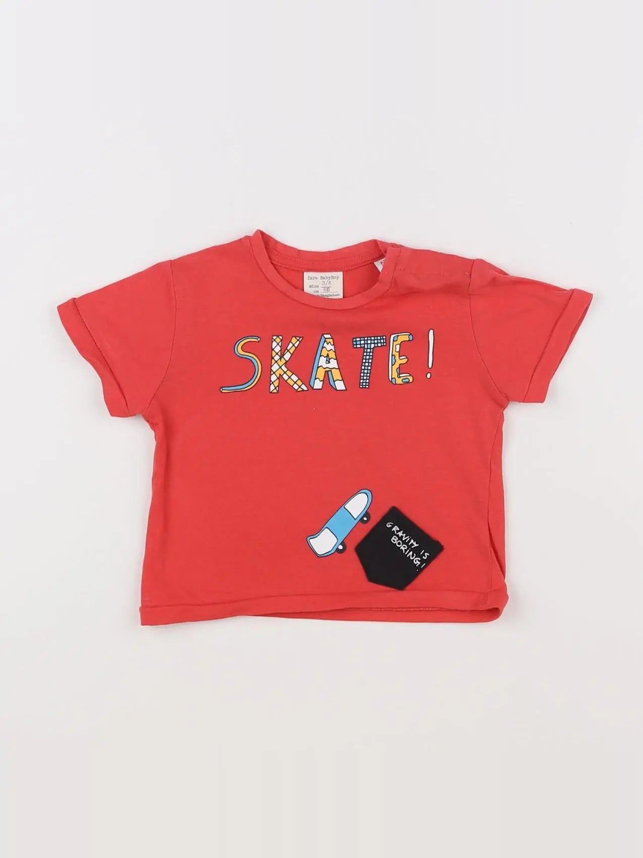 Zara - tee-shirt orange - 3/6 mois