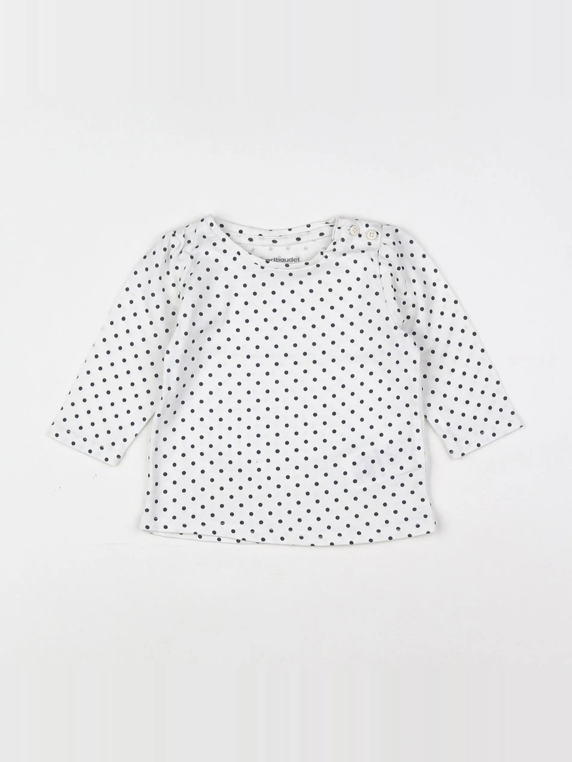Vertbaudet - tee-shirt blanc, noir - 3 mois
