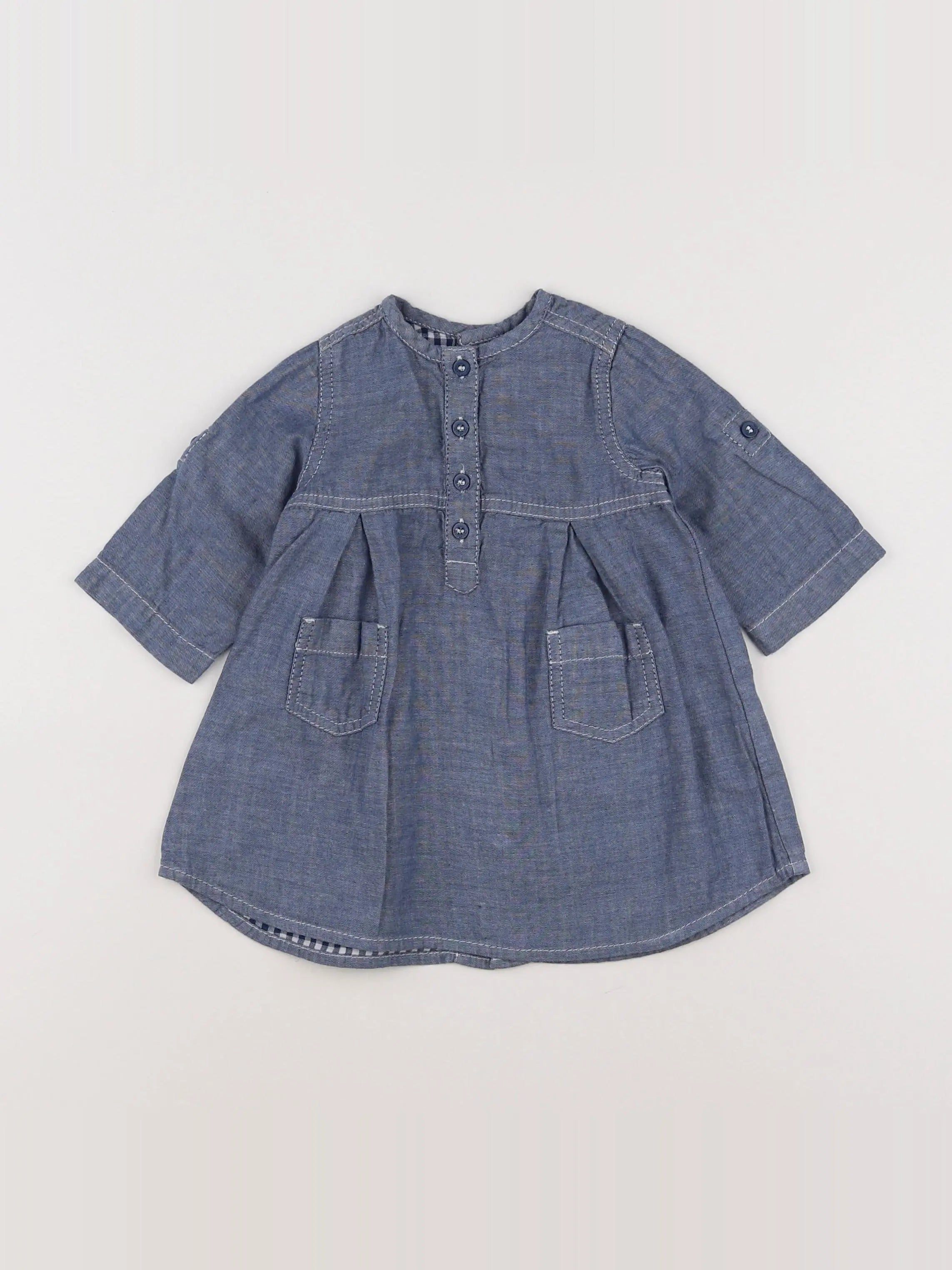 Petit Bateau - robe bleu - 6 mois