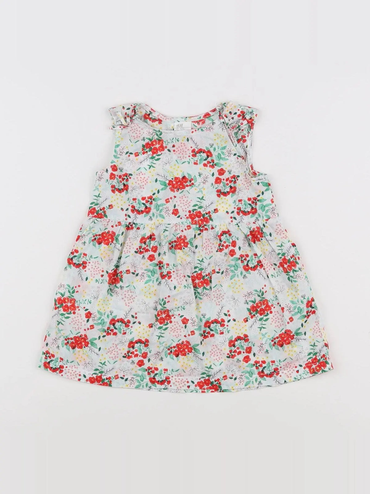 H&M - robe vert, rouge - 6/9 mois