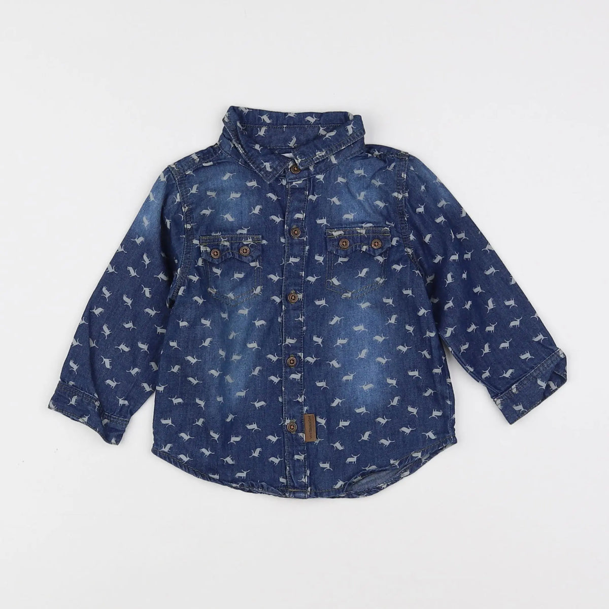 Vertbaudet - chemise bleu - 9 mois