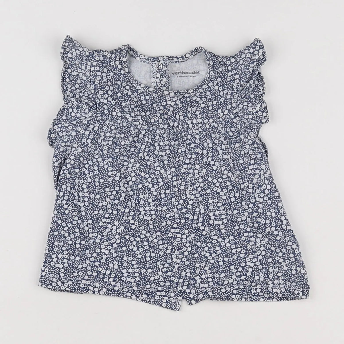 Vertbaudet - tee-shirt bleu, blanc - 12 mois
