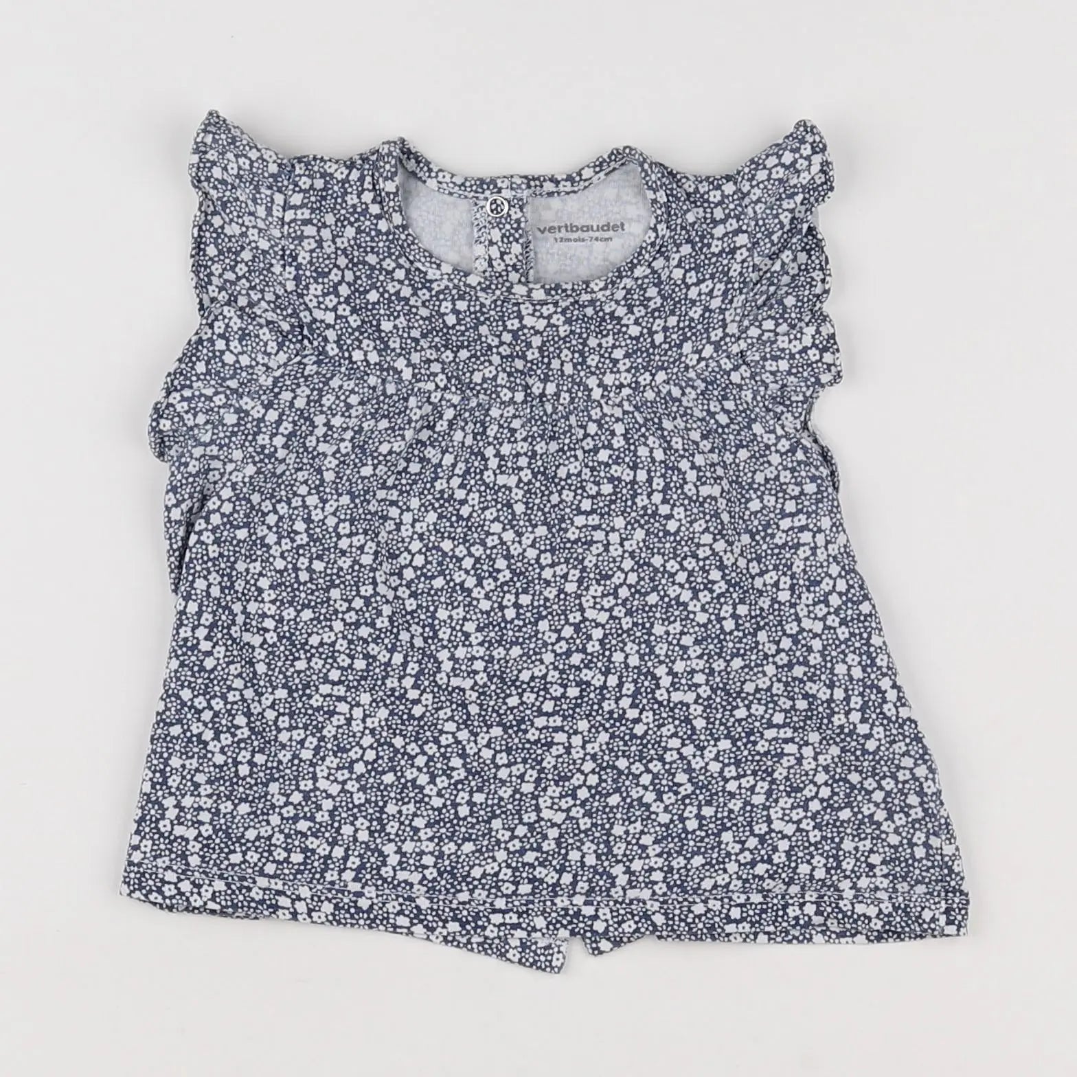Vertbaudet - tee-shirt bleu, blanc - 12 mois