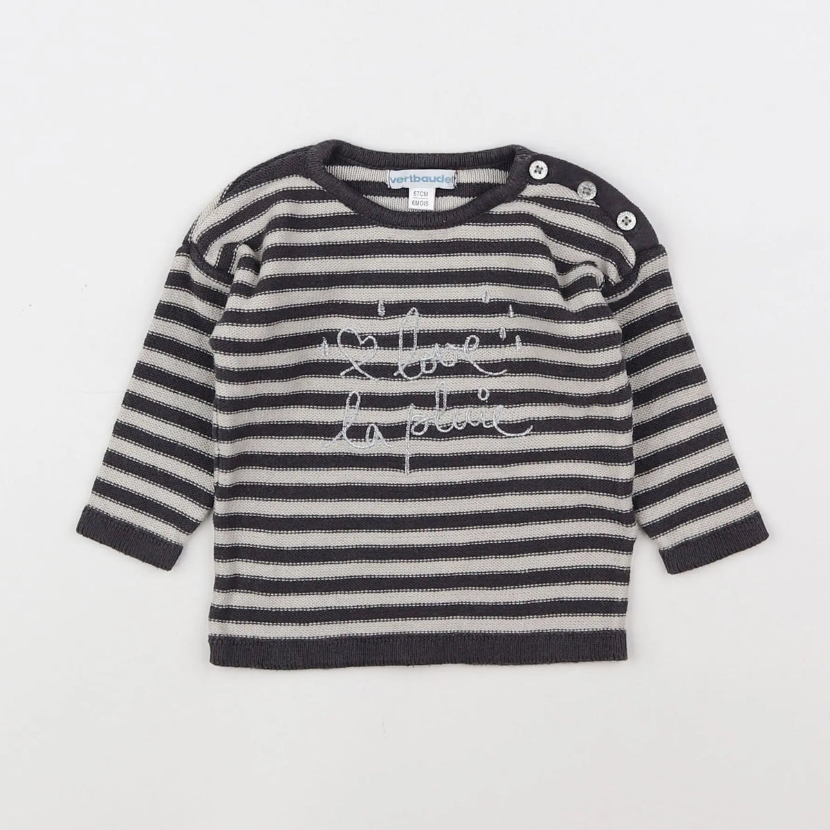 Vertbaudet - pull gris - 6 mois