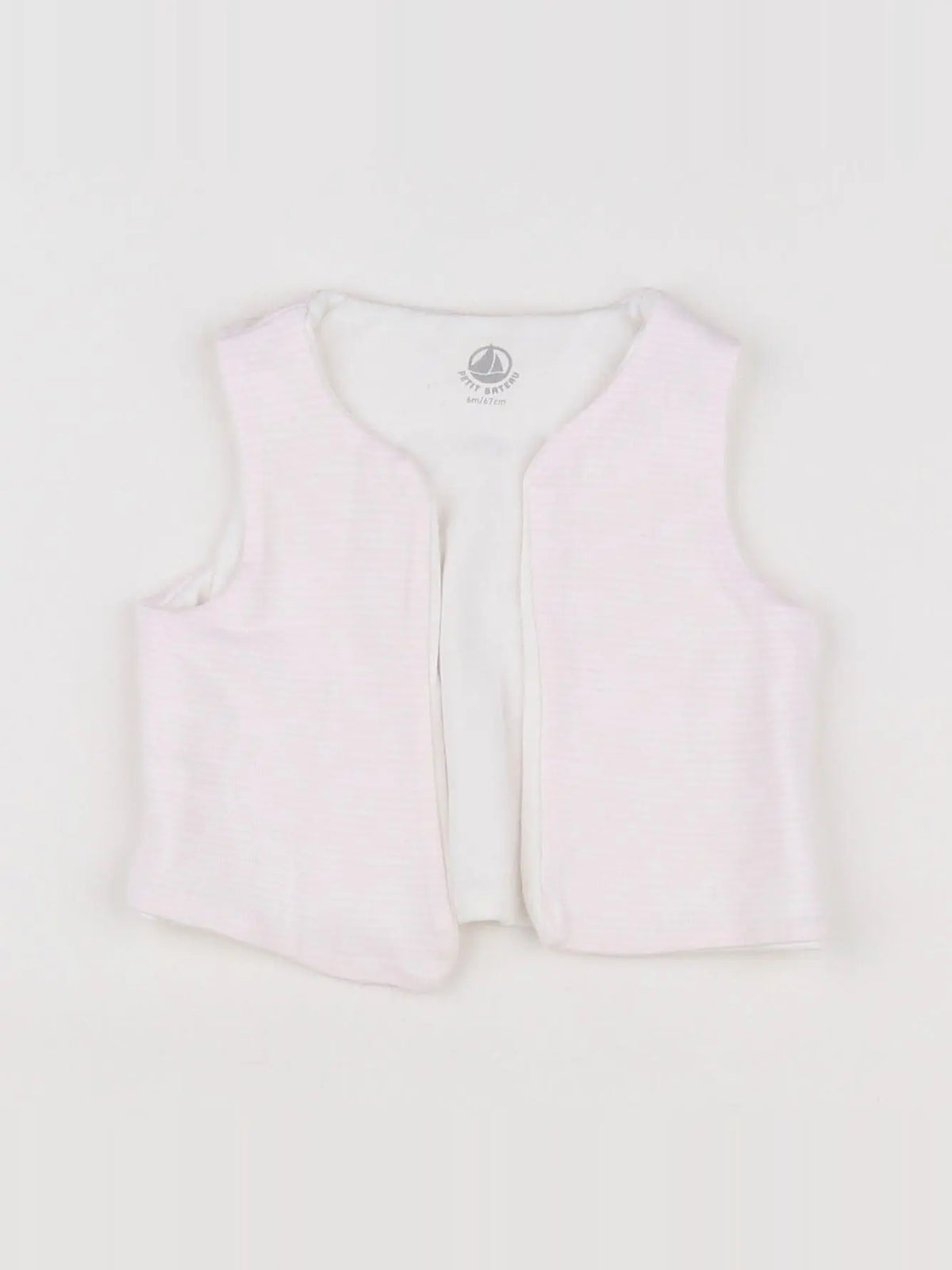 Petit Bateau - gilet blanc, rose - 6 mois