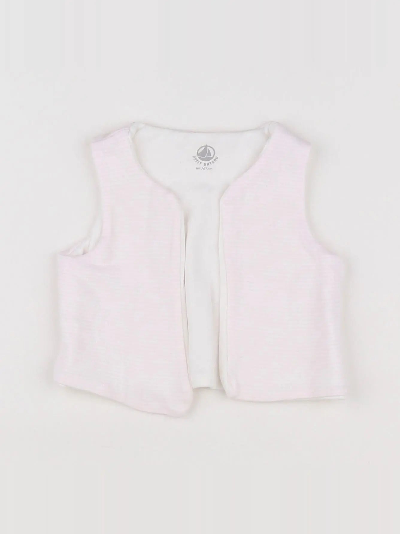 Petit Bateau - gilet blanc, rose - 6 mois