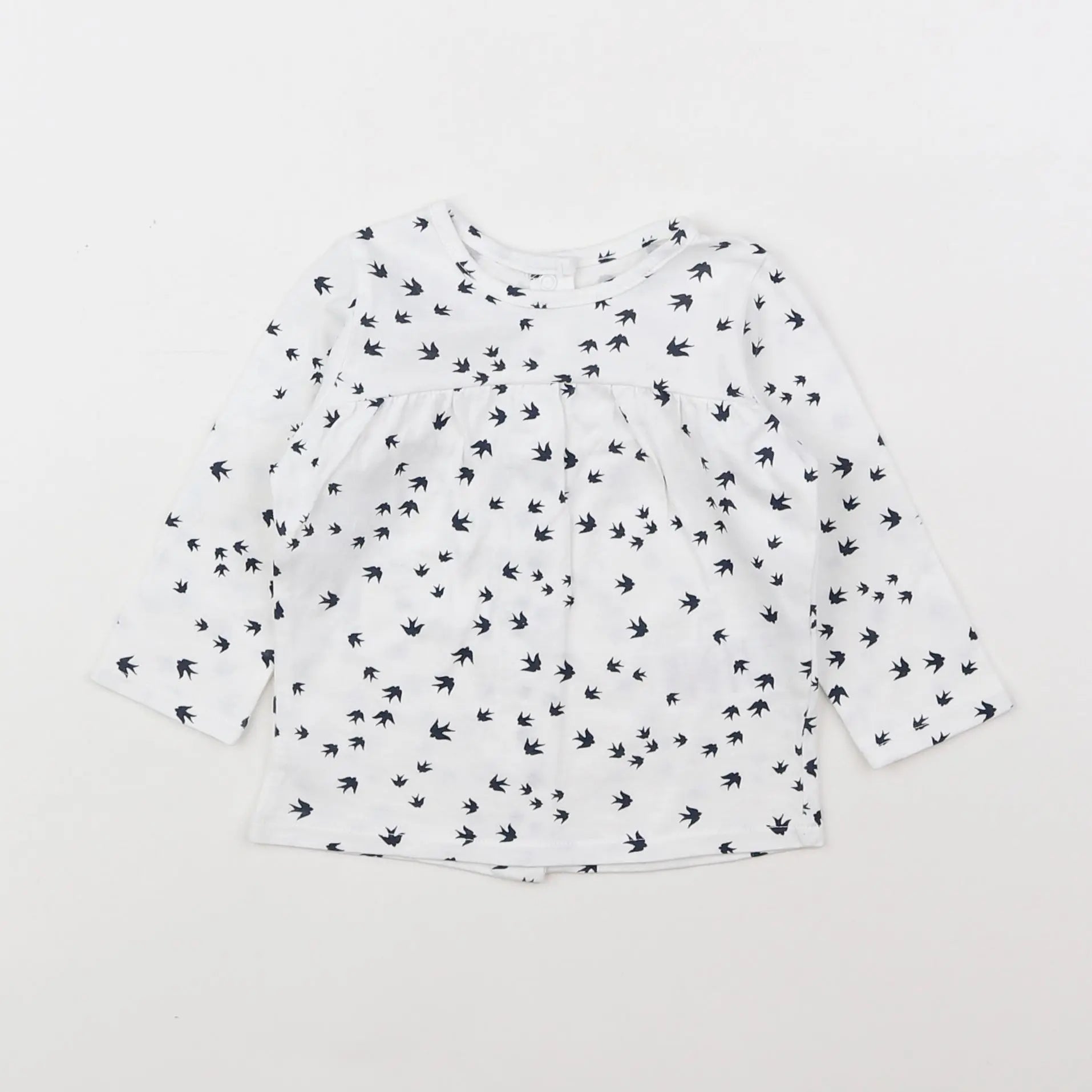 Vertbaudet - tee-shirt blanc, bleu - 6 mois