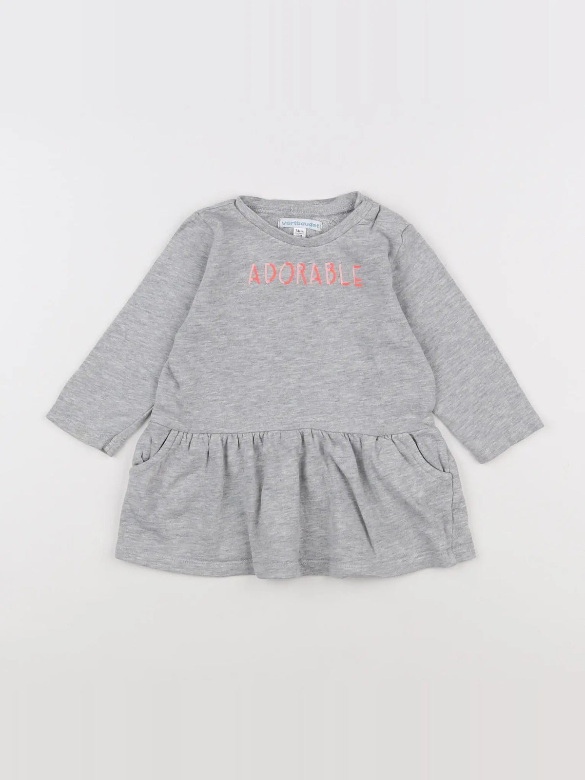 Vertbaudet - robe gris - 12 mois