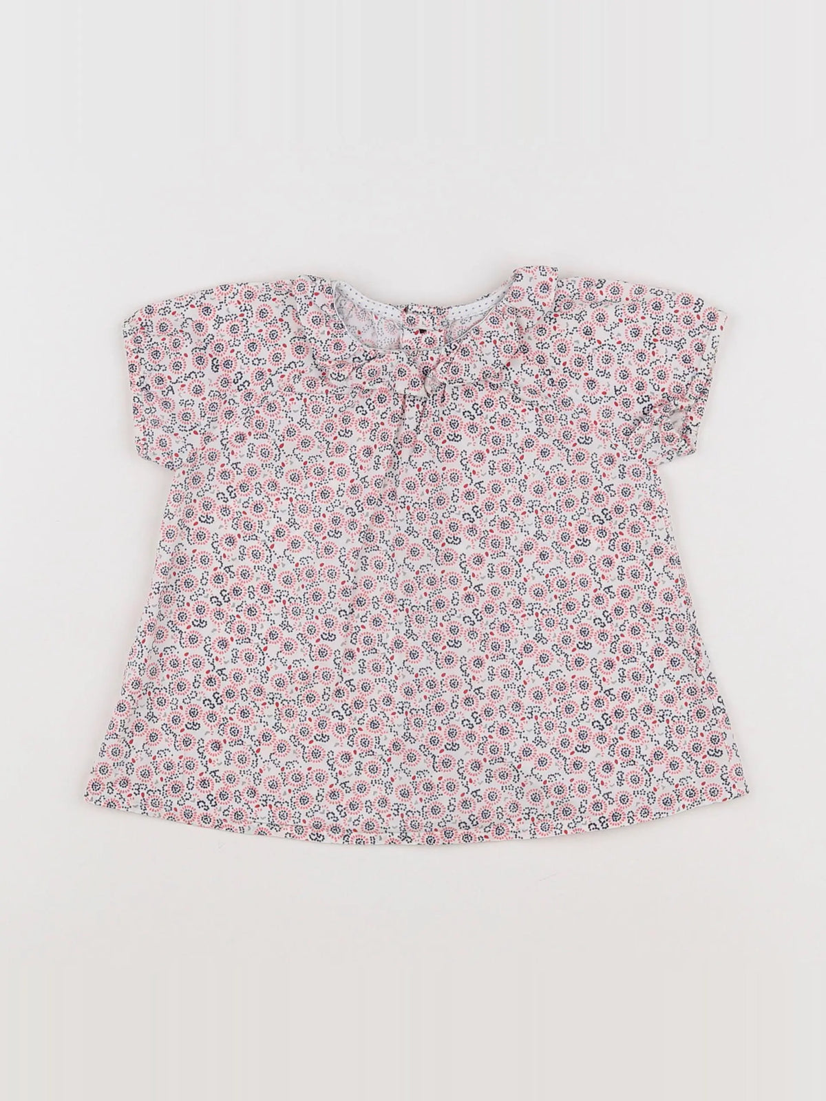 Petit Bateau - blouse blanc, rouge - 12 mois