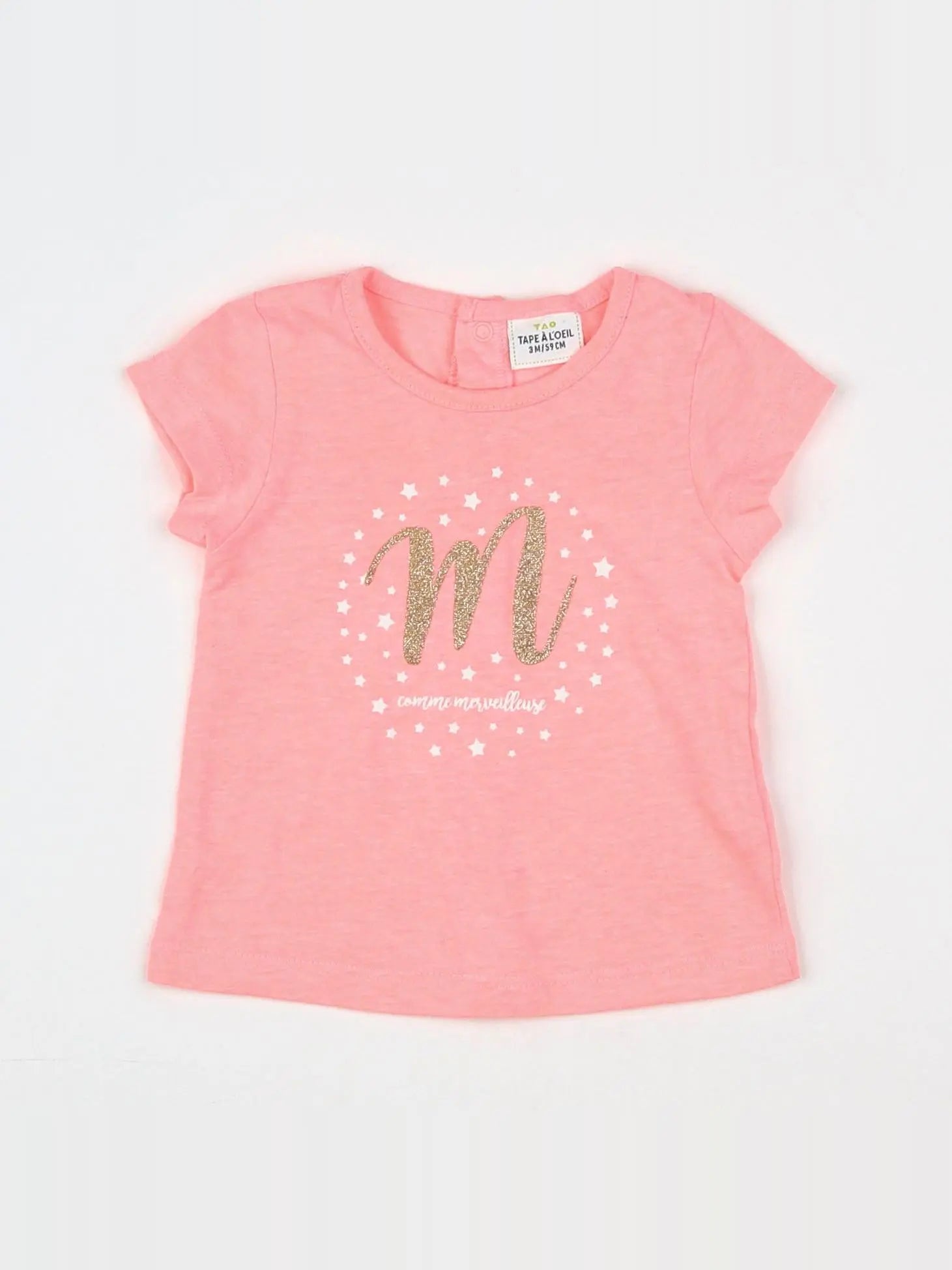 Tape à l'oeil - tee-shirt rose fluo - 3 mois