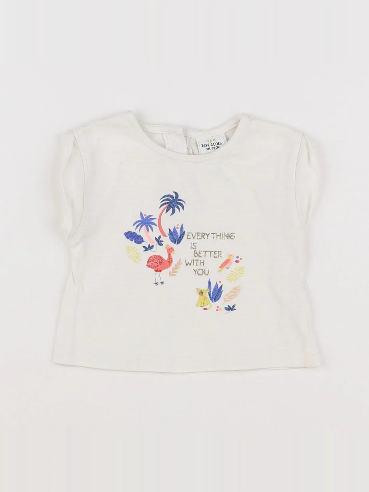 Tape à l'oeil - tee-shirt blanc, bleu - 3 mois
