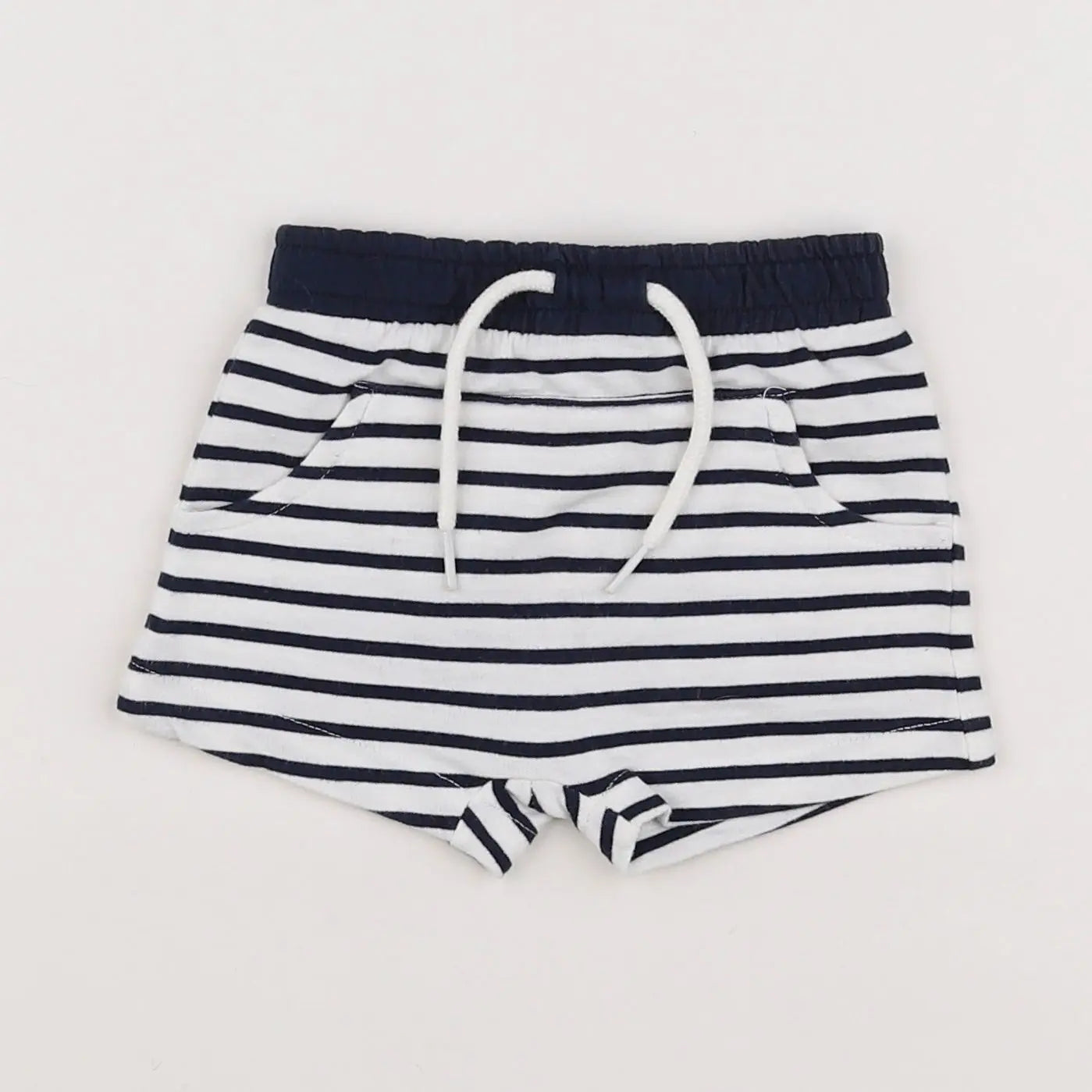 Vertbaudet - short blanc, bleu - 6 mois