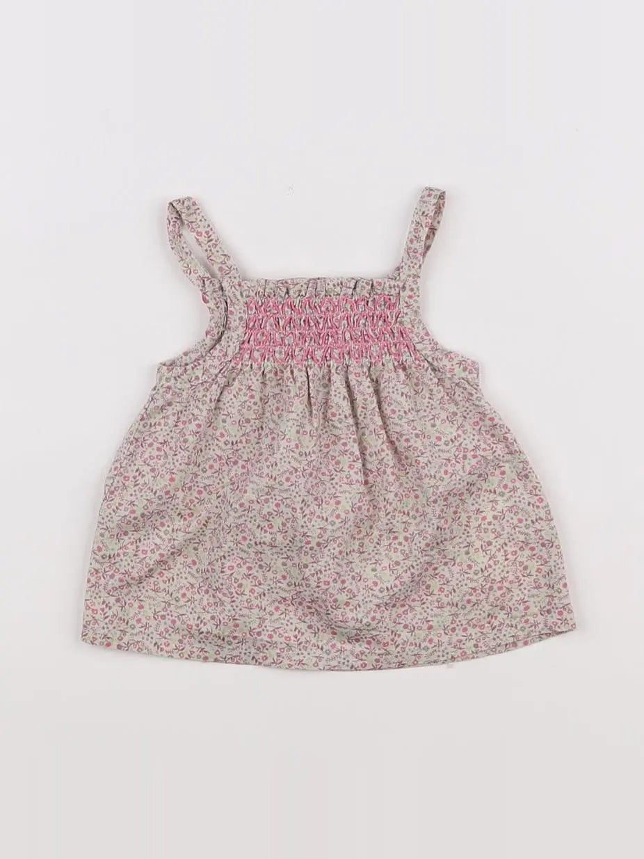 Vertbaudet - blouse beige, rose - 1 mois