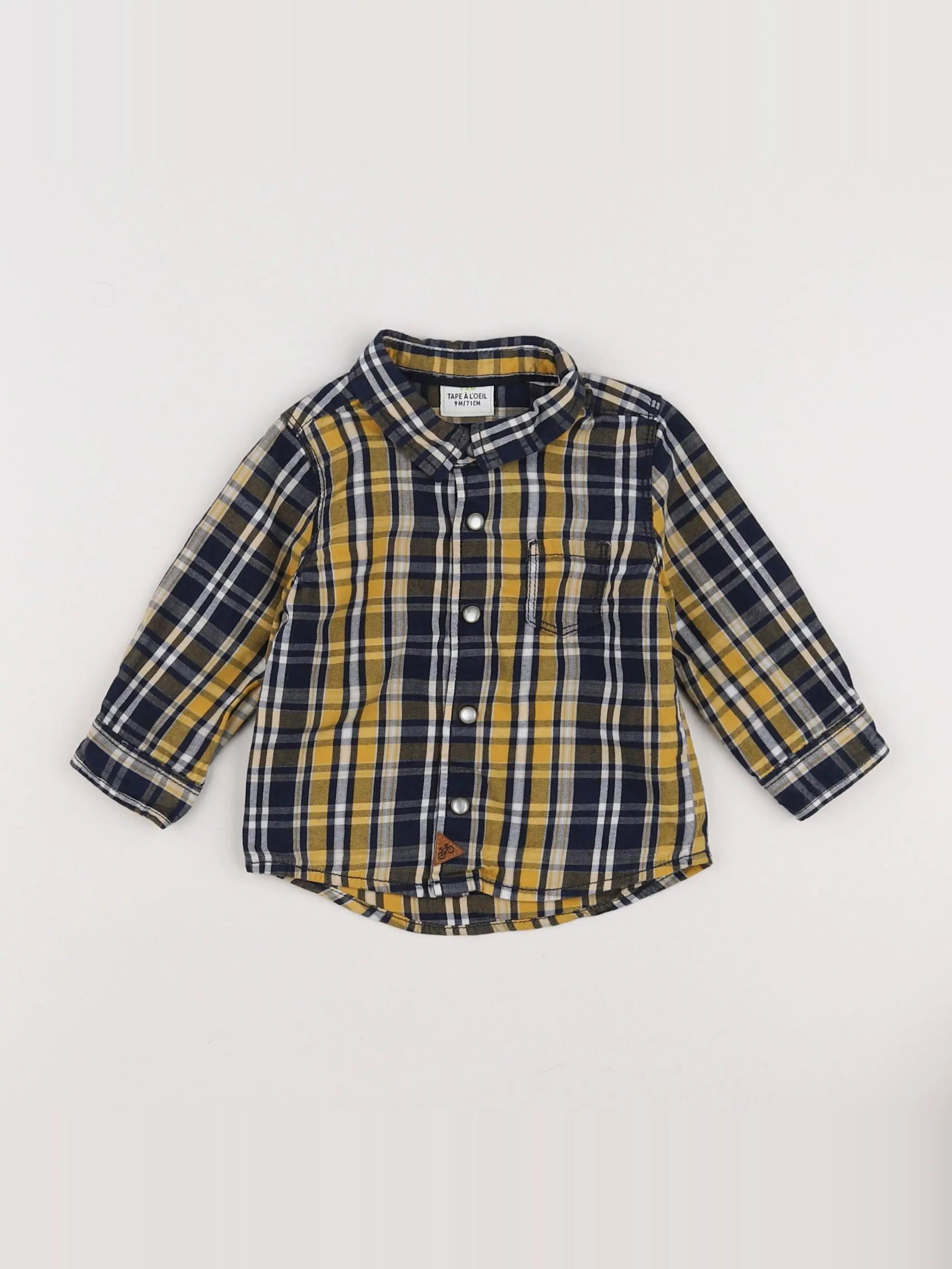 Tape à l'oeil - chemise bleu, jaune - 9 mois