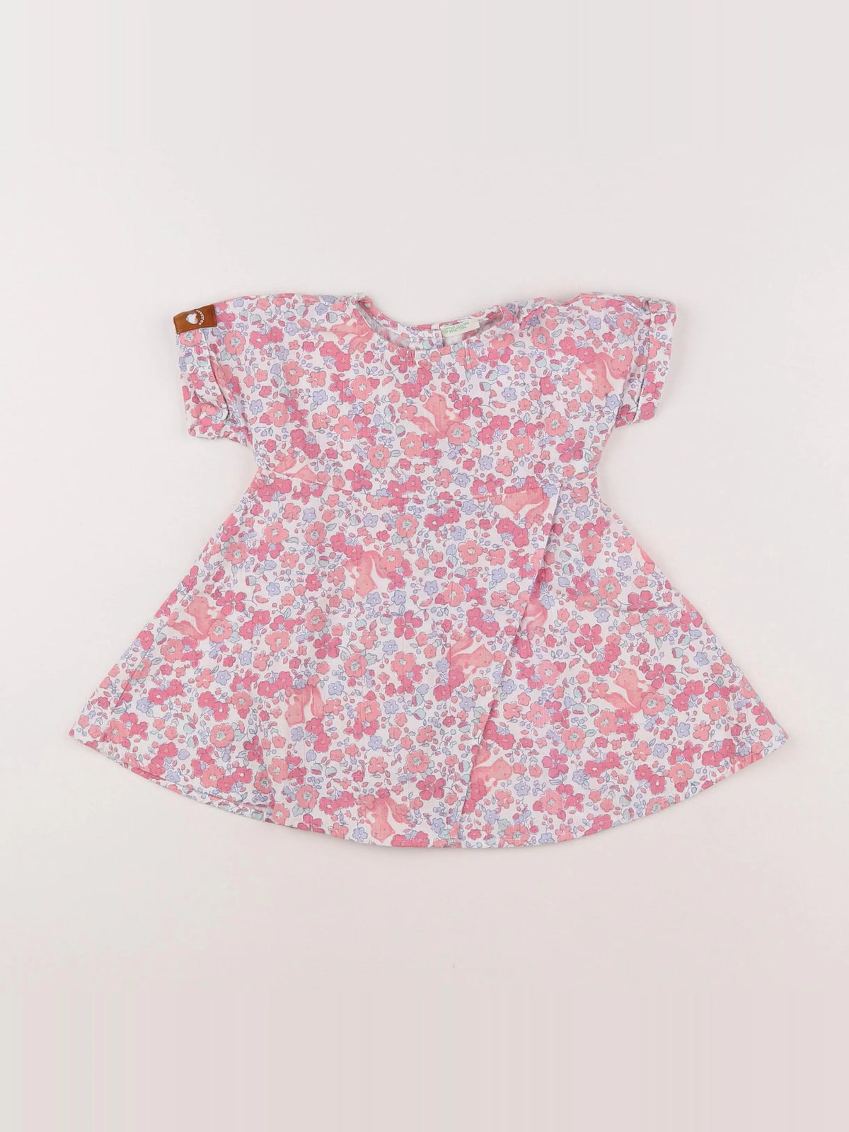 Benetton - robe rose - 6/9 mois