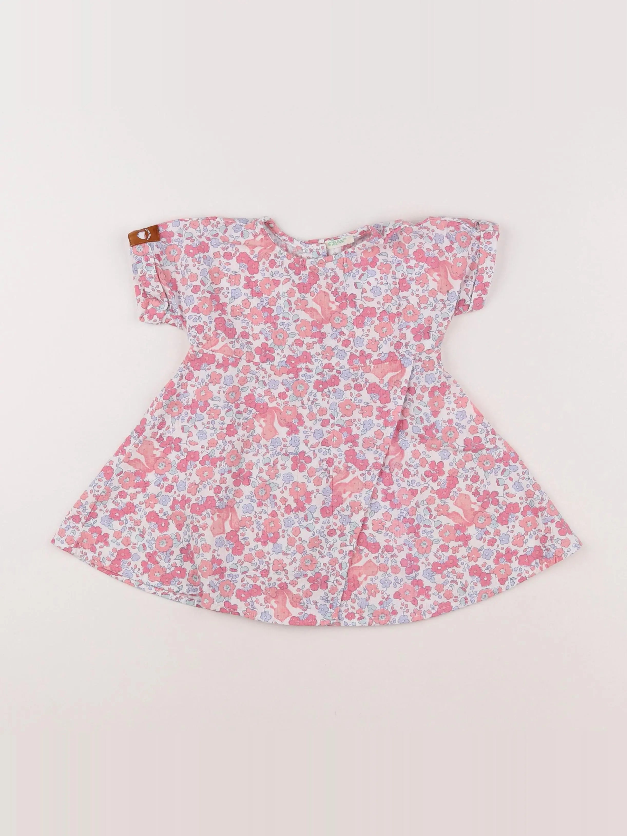 Benetton - robe rose - 6/9 mois