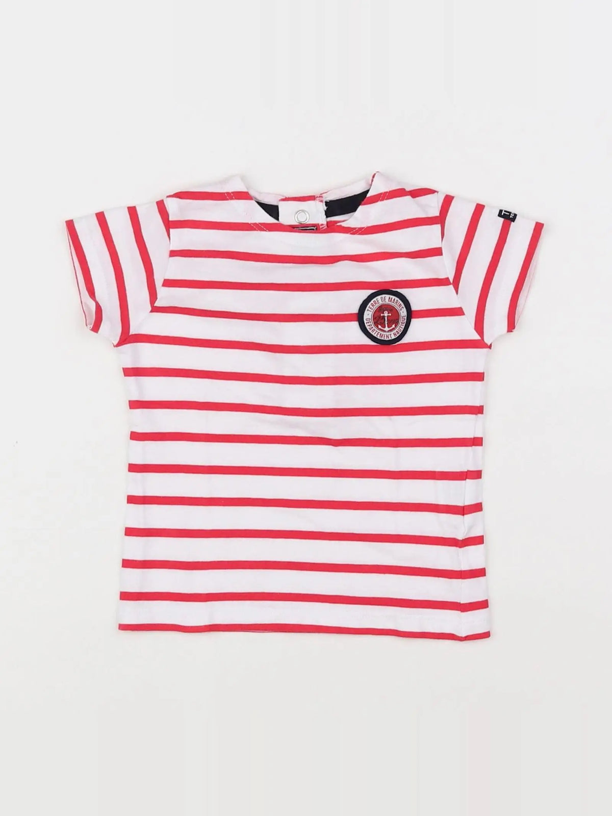 Terre de marins - tee-shirt blanc, rose - 12 mois
