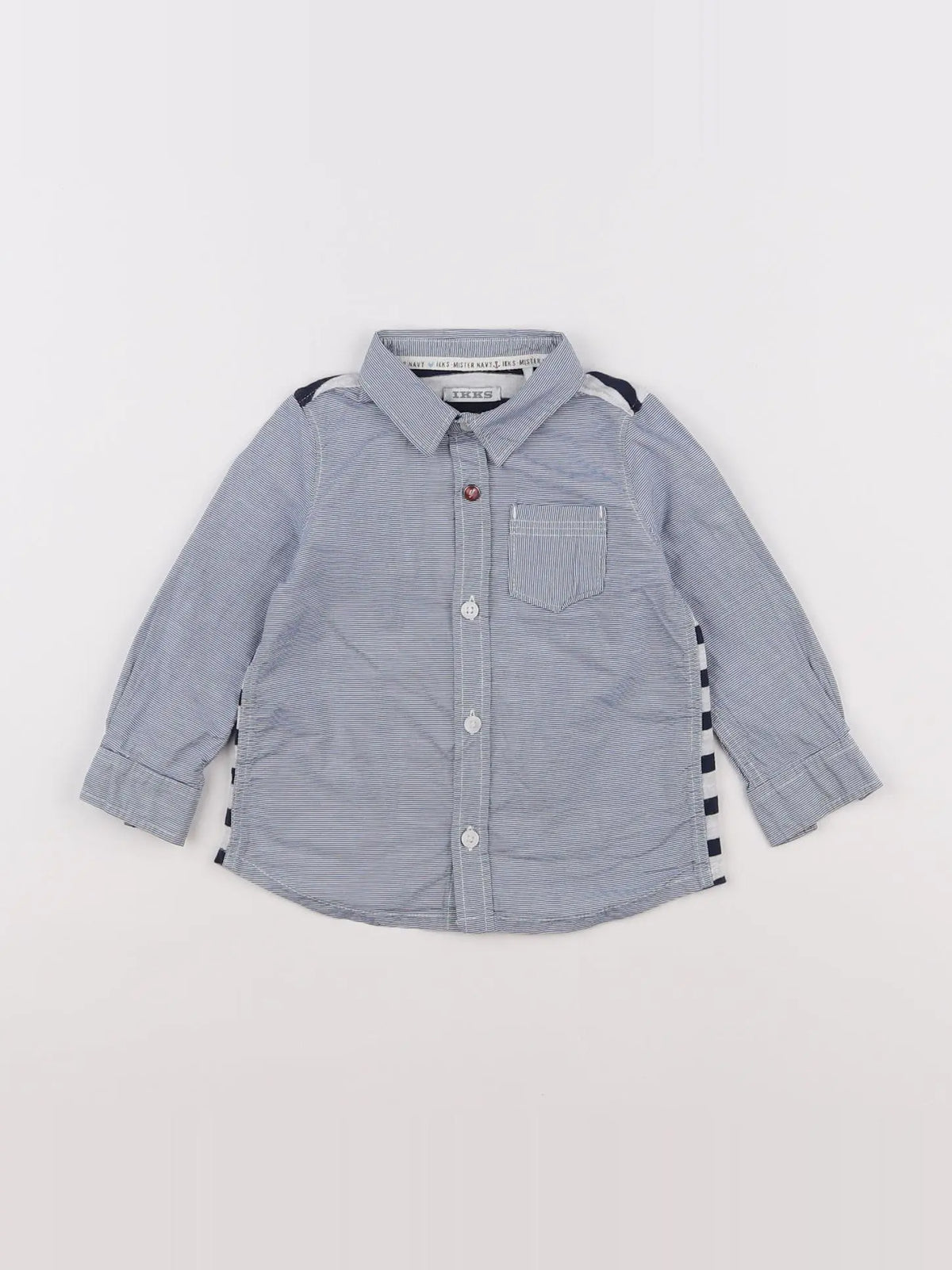 IKKS - chemise bleu, blanc - 12 mois