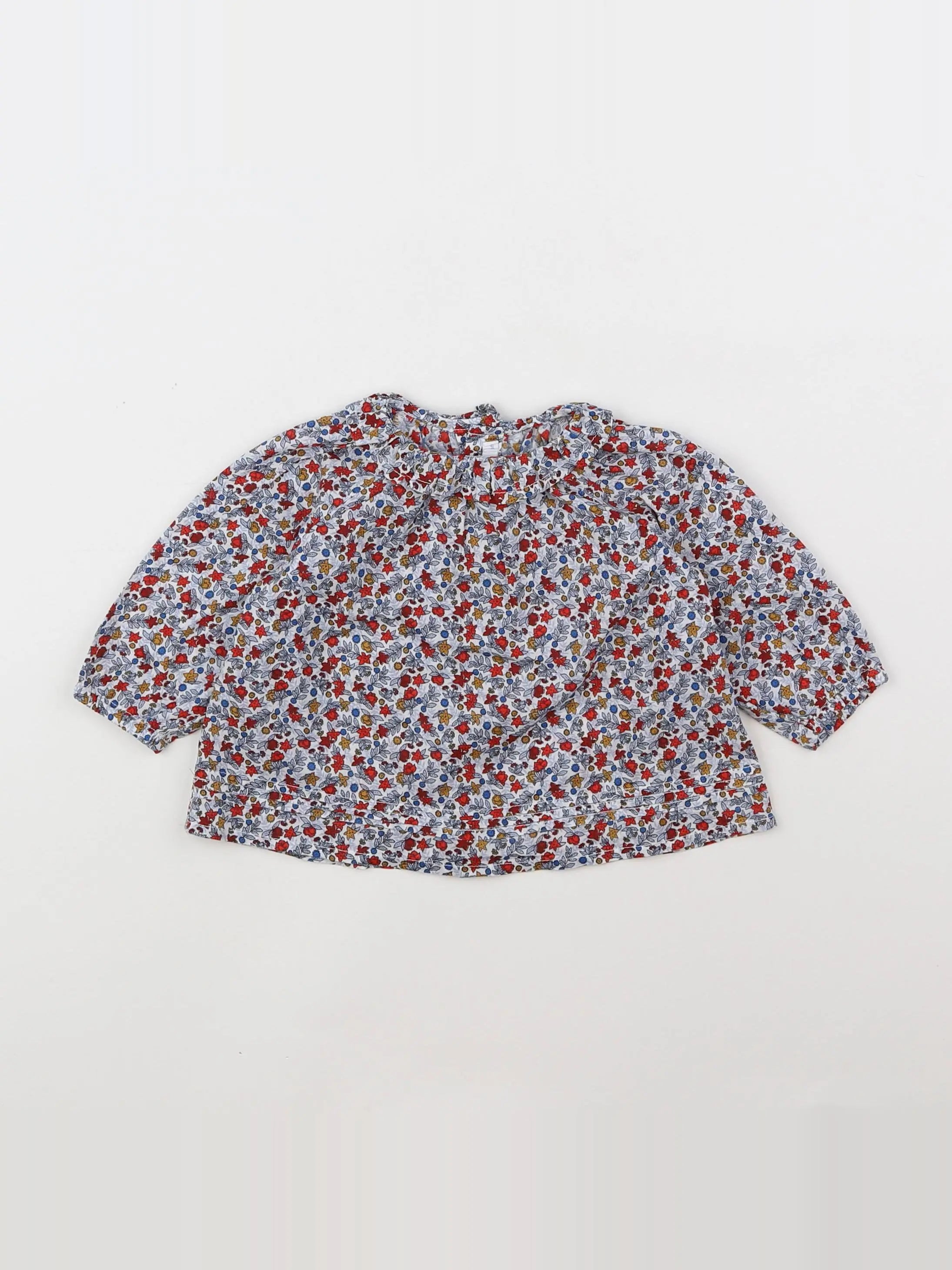 Boutchou - blouse bleu, rouge - 6 mois