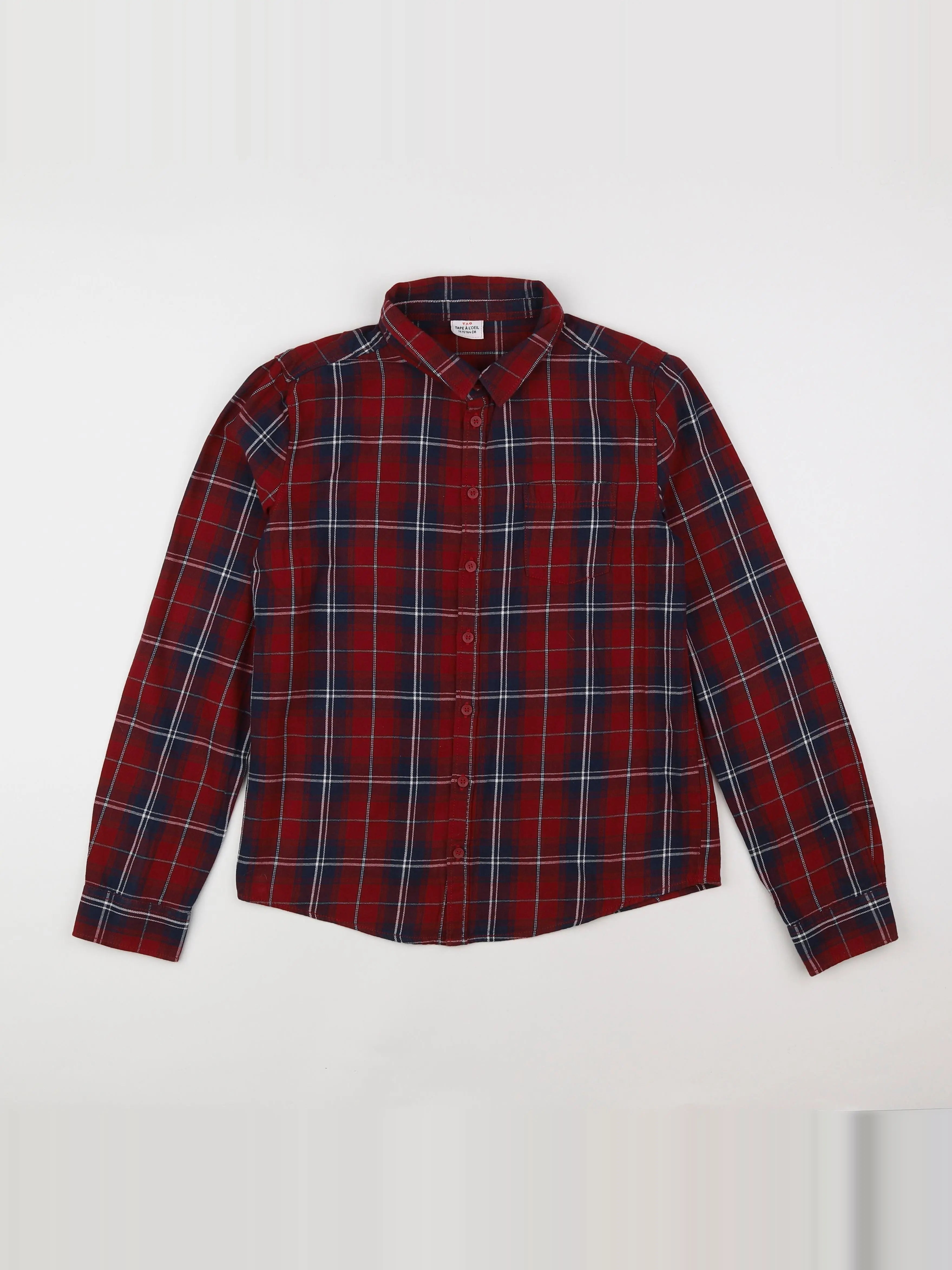 Tape à l'oeil - chemise bleu, rouge - 14 ans
