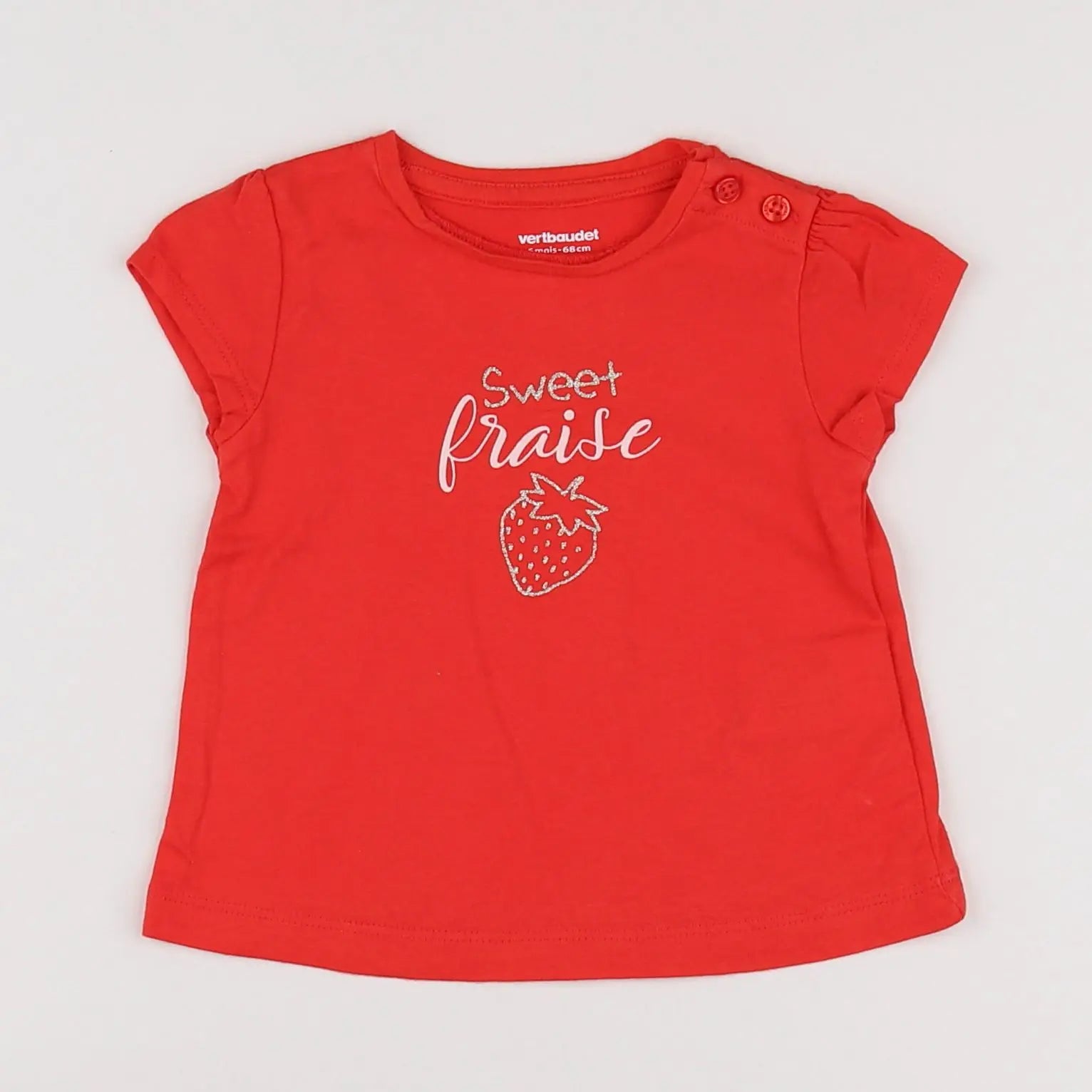 Vertbaudet - tee-shirt rouge - 6 mois