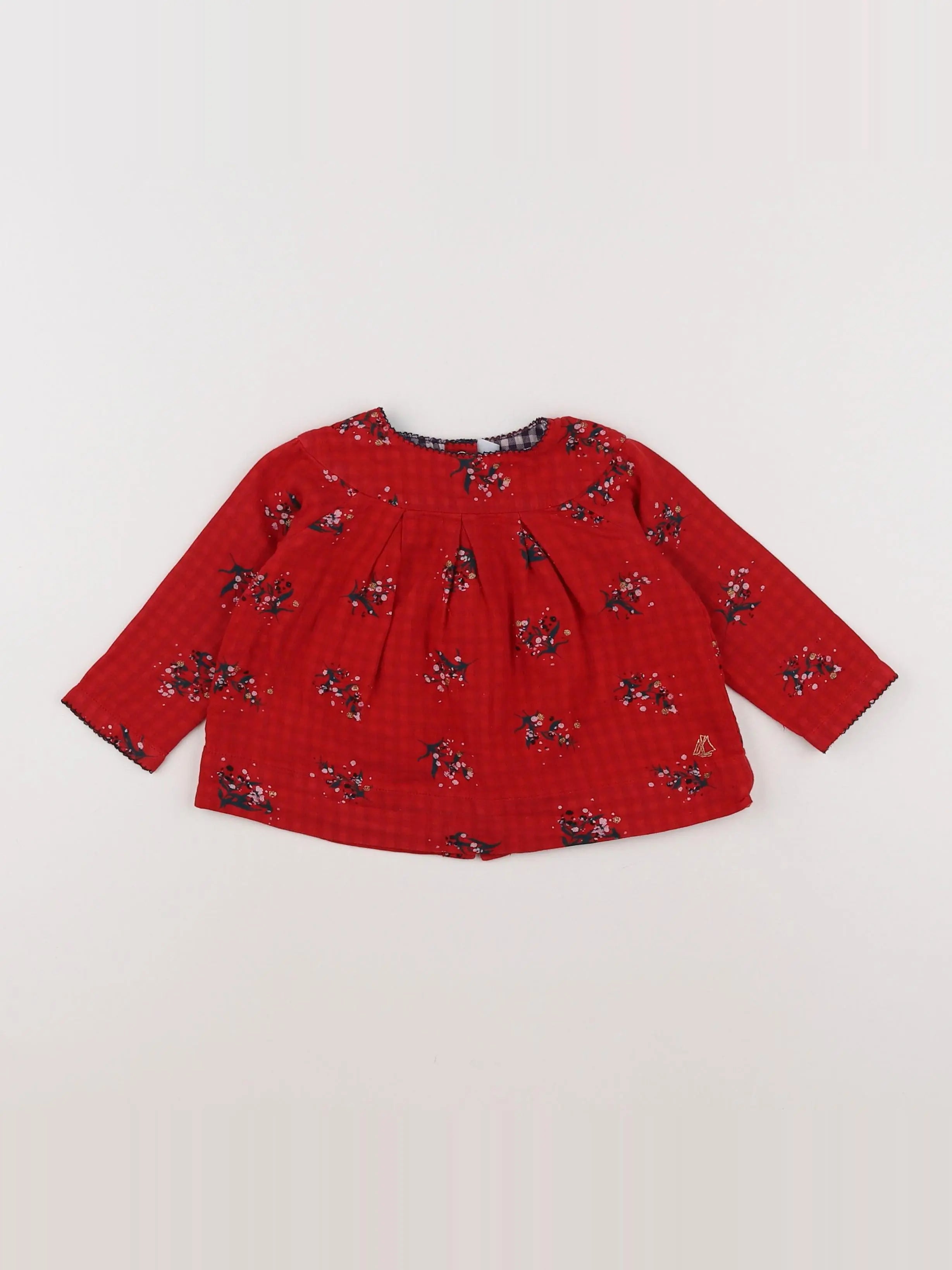 Petit Bateau - blouse rouge - 12 mois