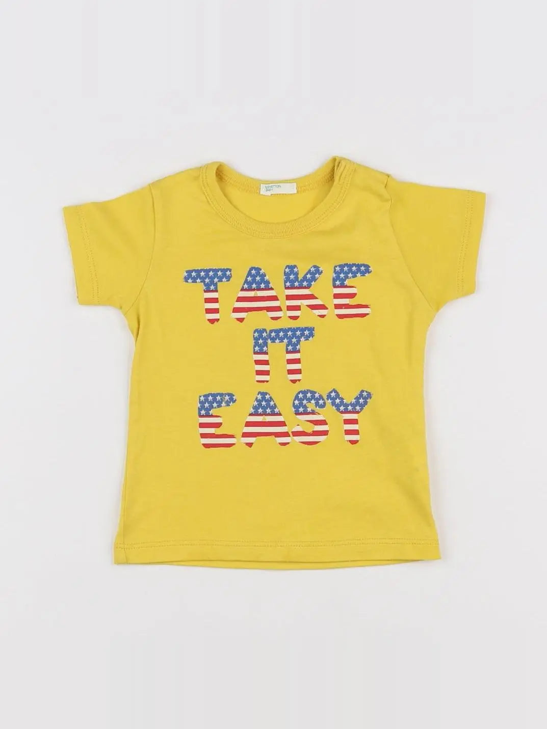 Benetton - tee-shirt jaune - 6/9 mois