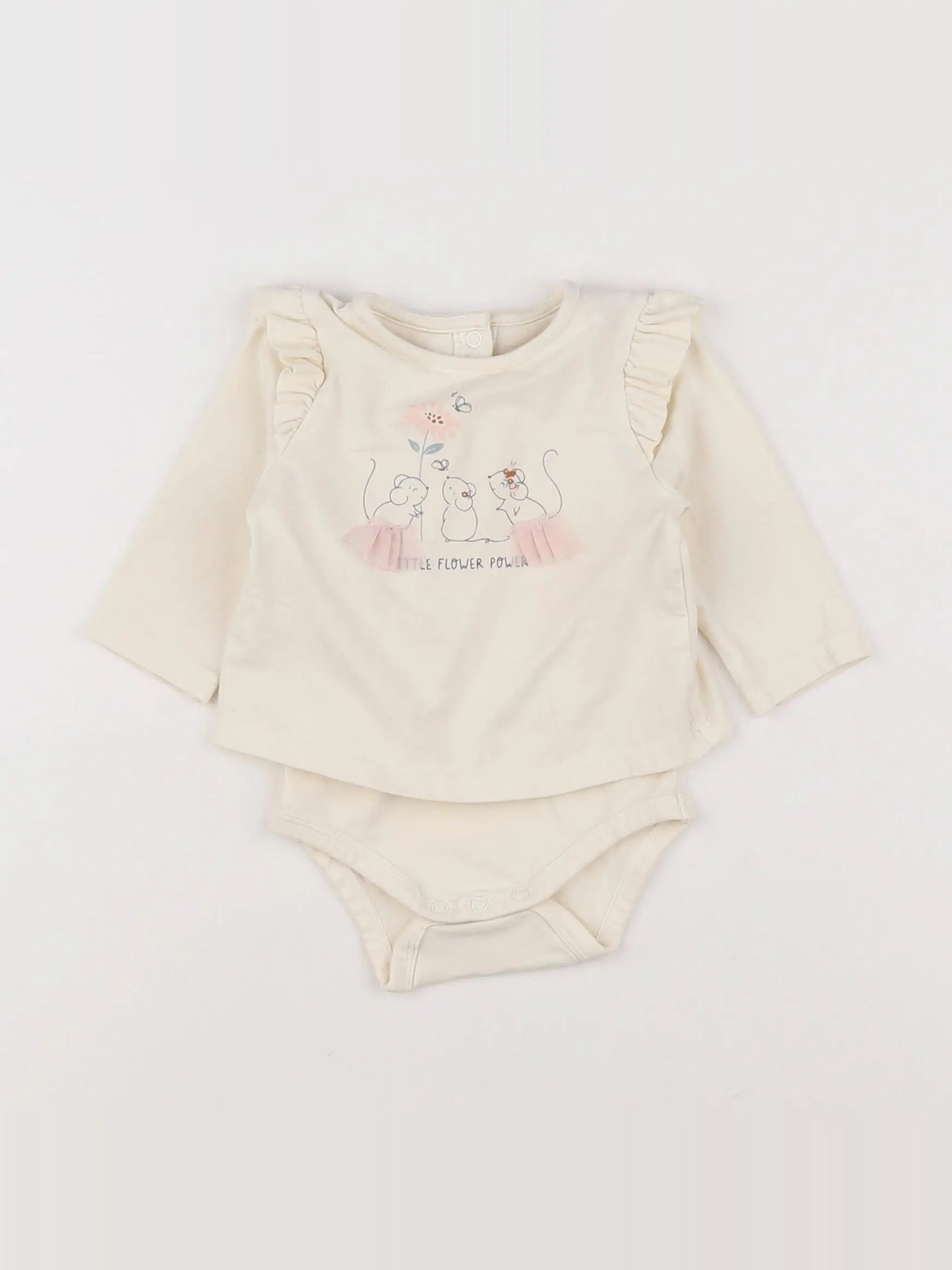 Vertbaudet - body tee-shirt beige - 3 mois