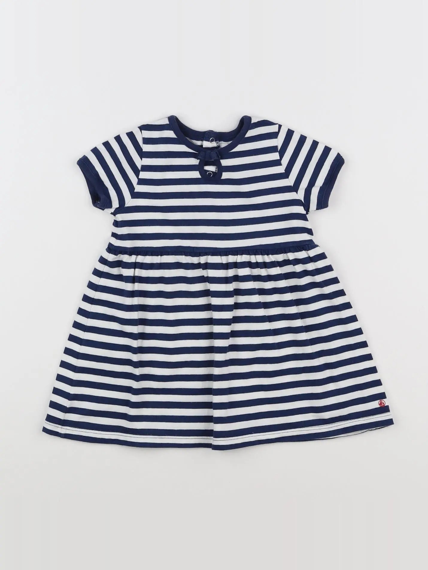 Petit Bateau - robe blanc, bleu - 18 mois