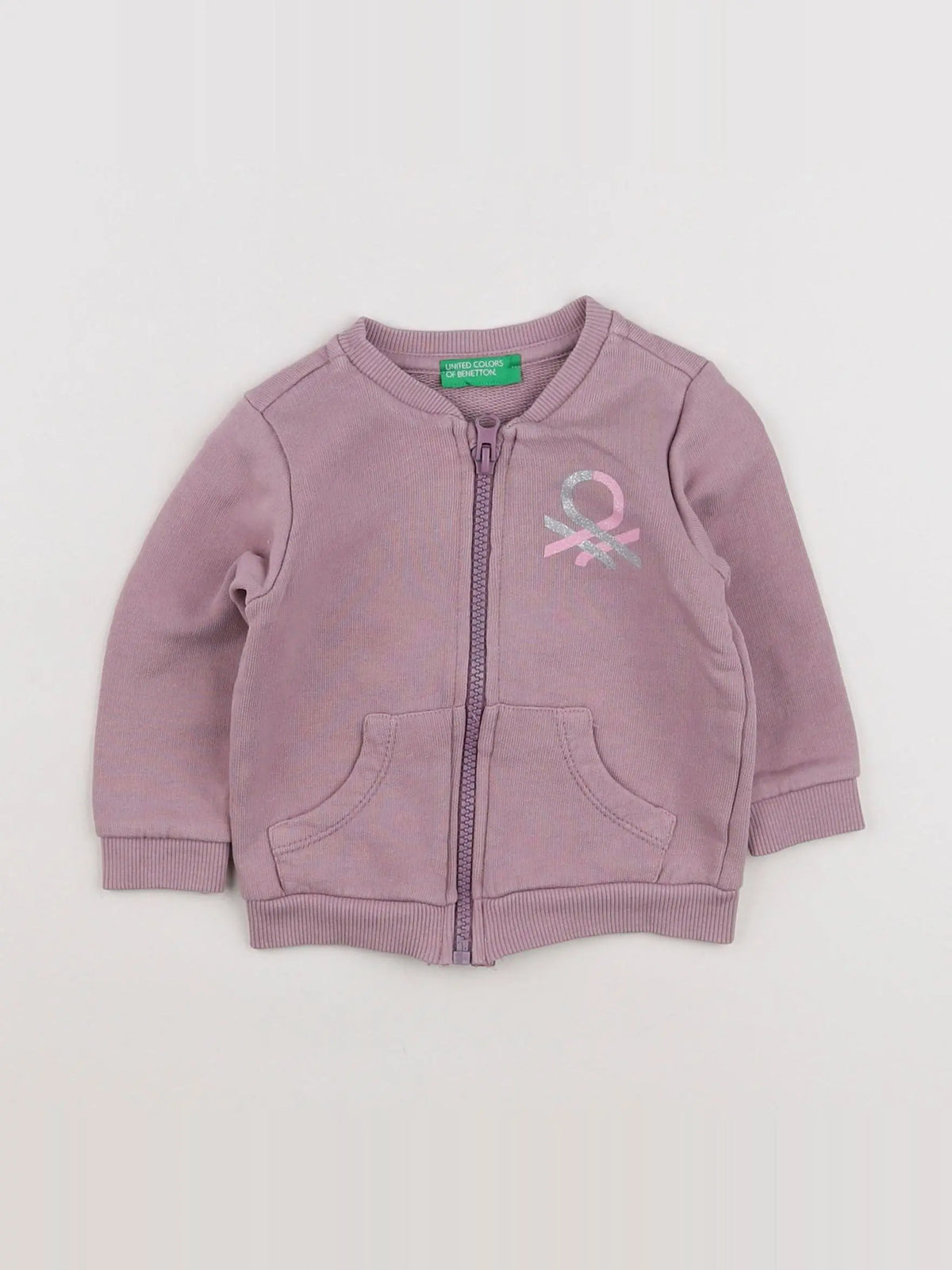 Benetton - sweat violet - 6/9 mois