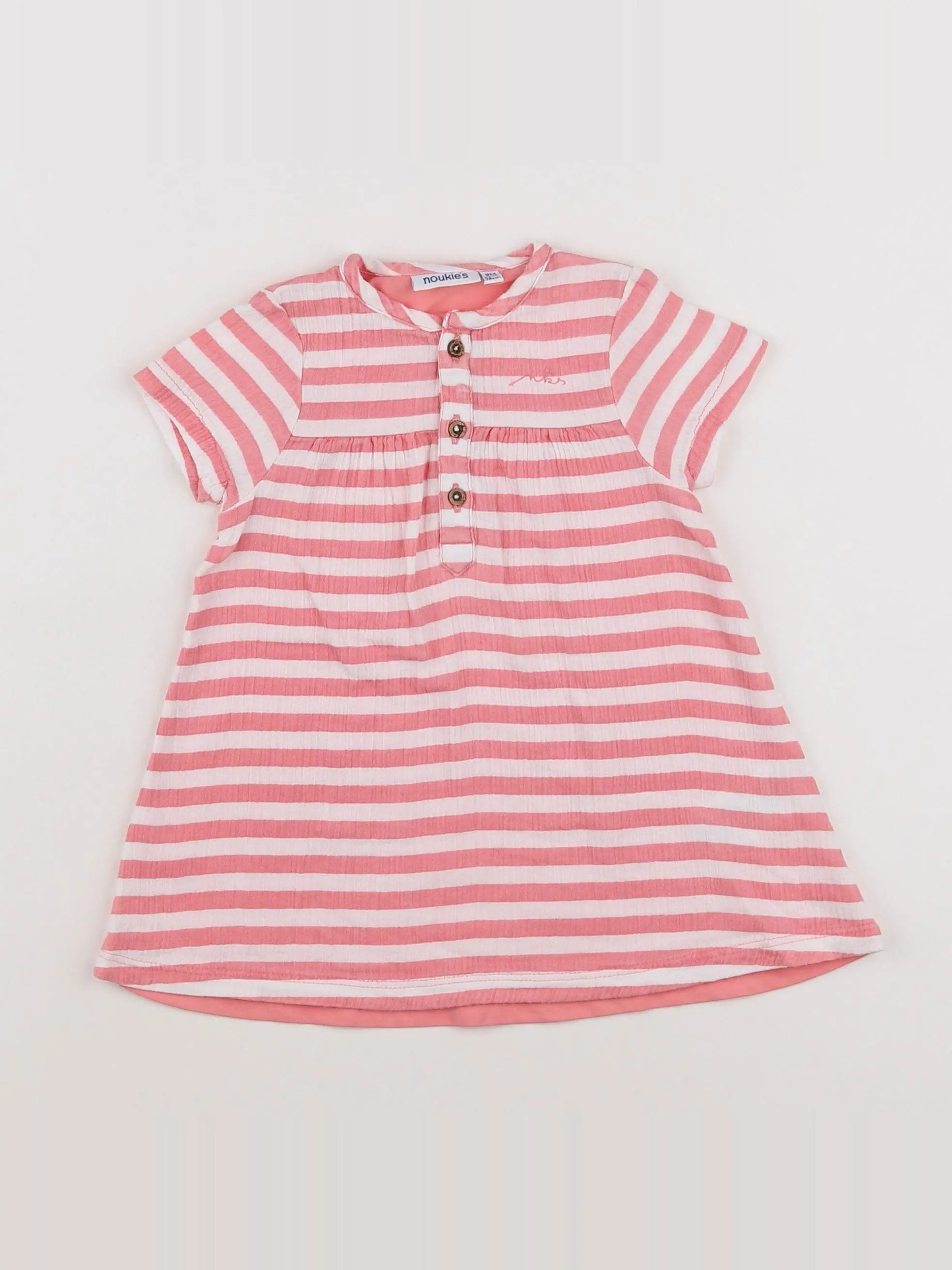 Noukie's - robe blanc, rose - 9 mois
