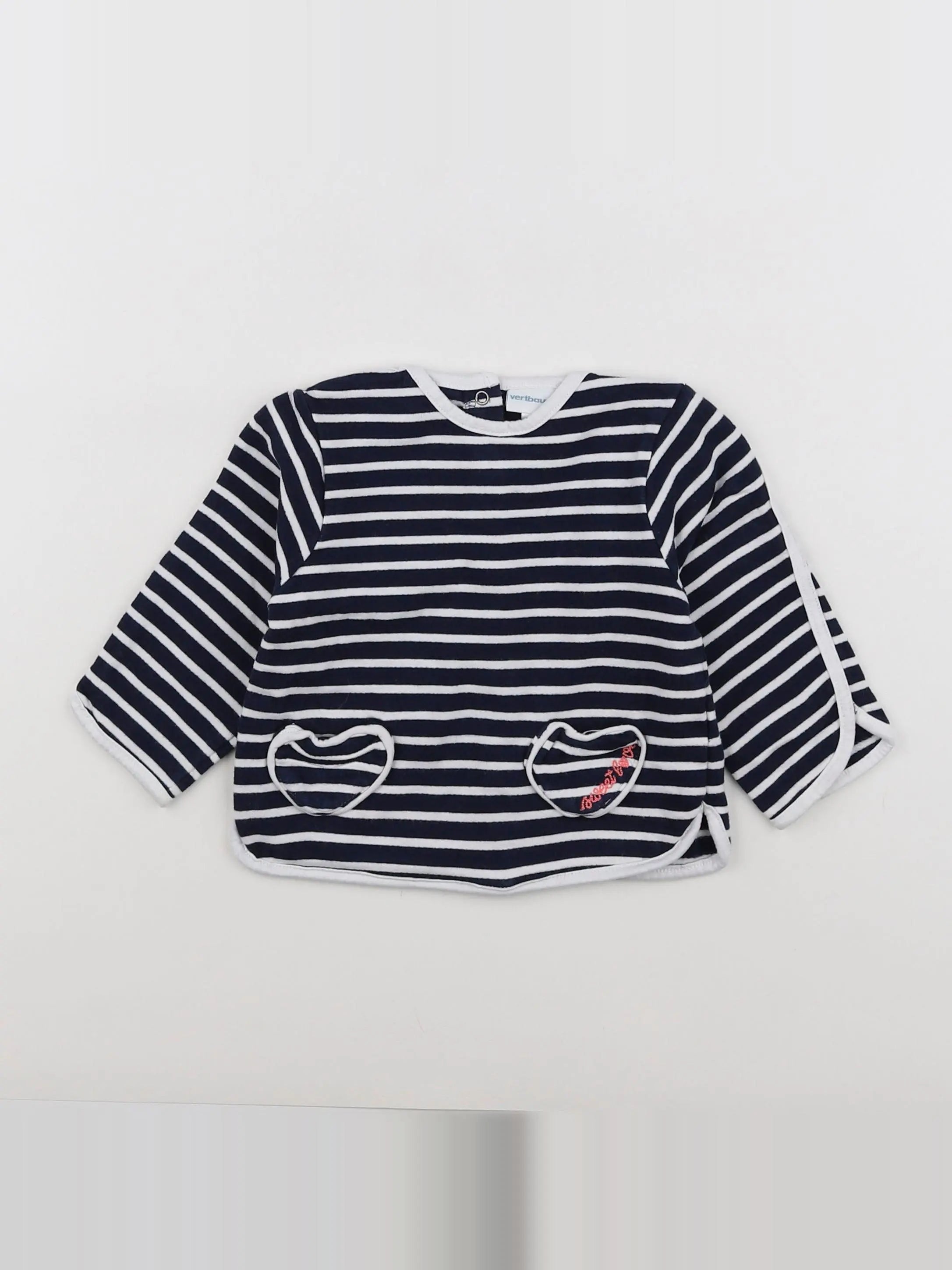 Vertbaudet - sweat bleu, blanc - 12 mois