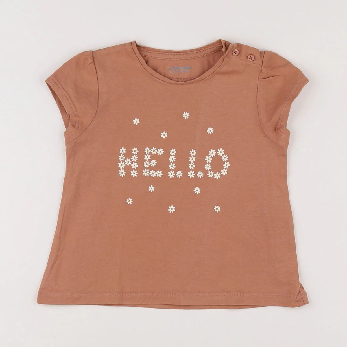Vertbaudet - tee-shirt blanc, marron - 2 ans