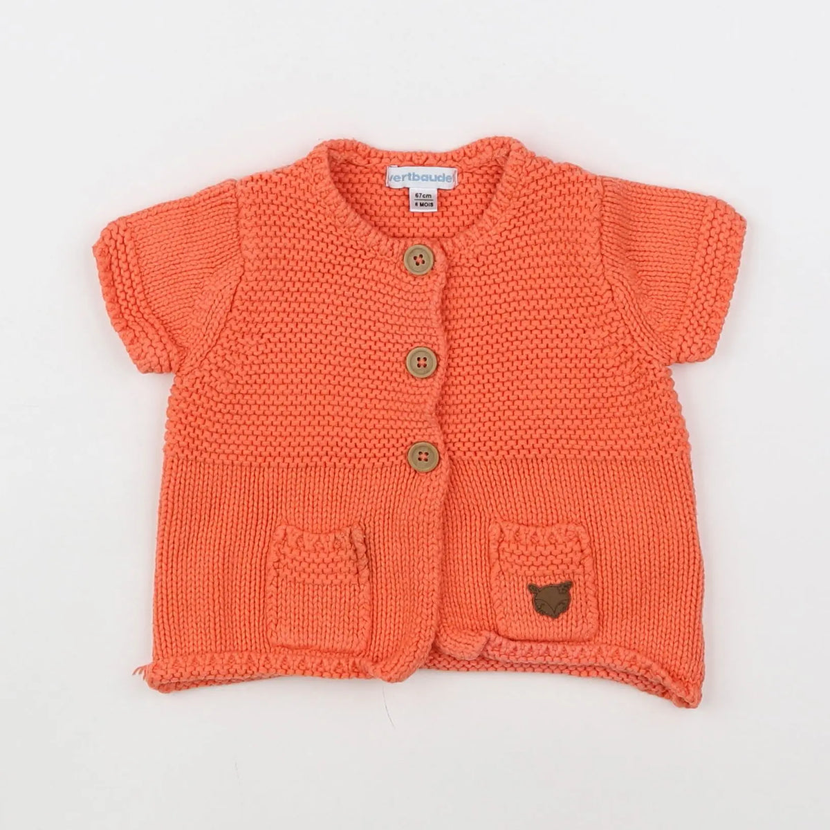 Vertbaudet - gilet orange - 6 mois