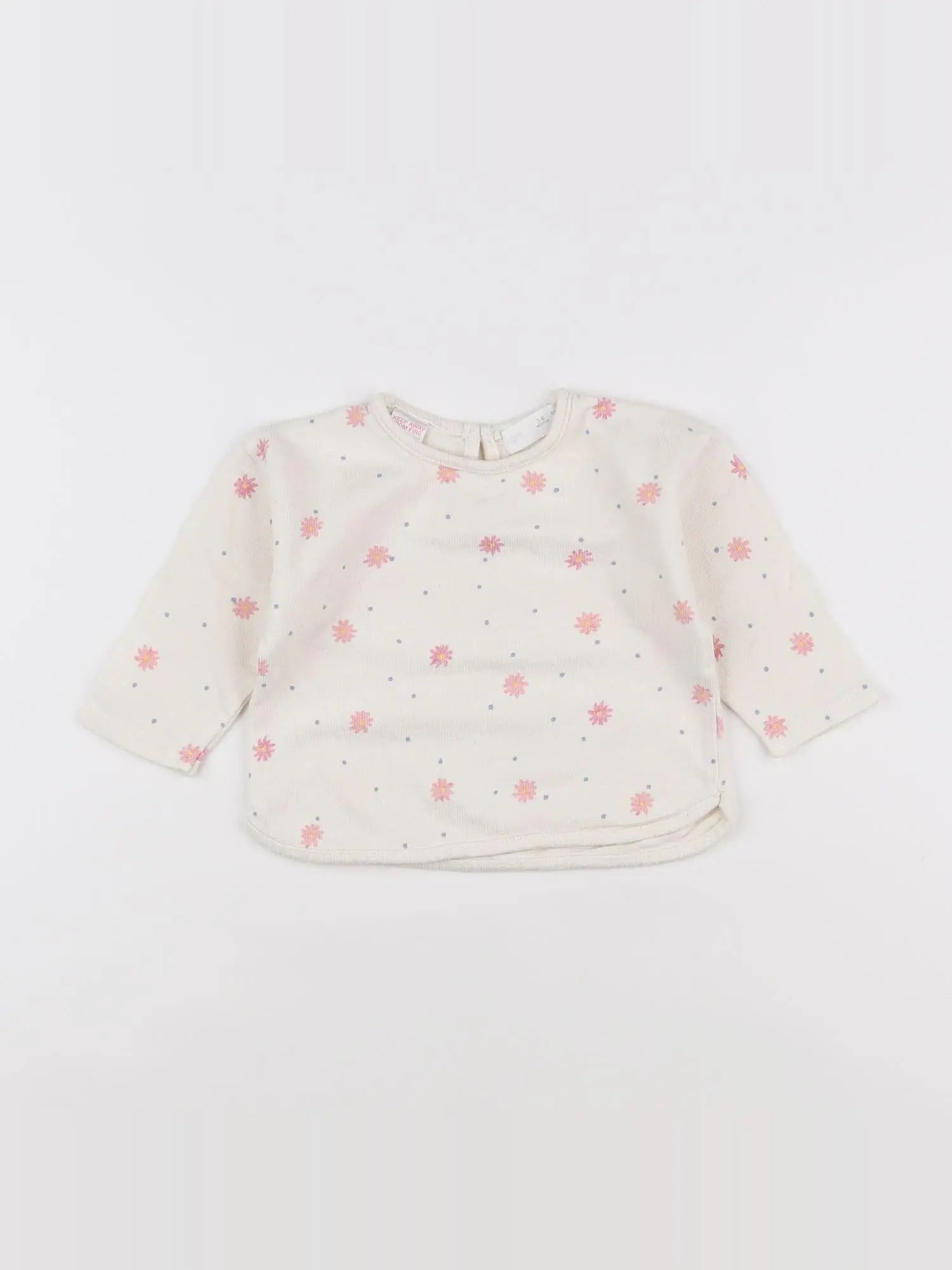 Zara - tee-shirt beige, rose - 3/6 mois