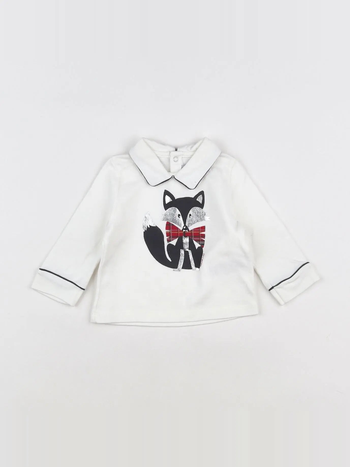 Petit Bateau - tee-shirt blanc, argent - 6 mois
