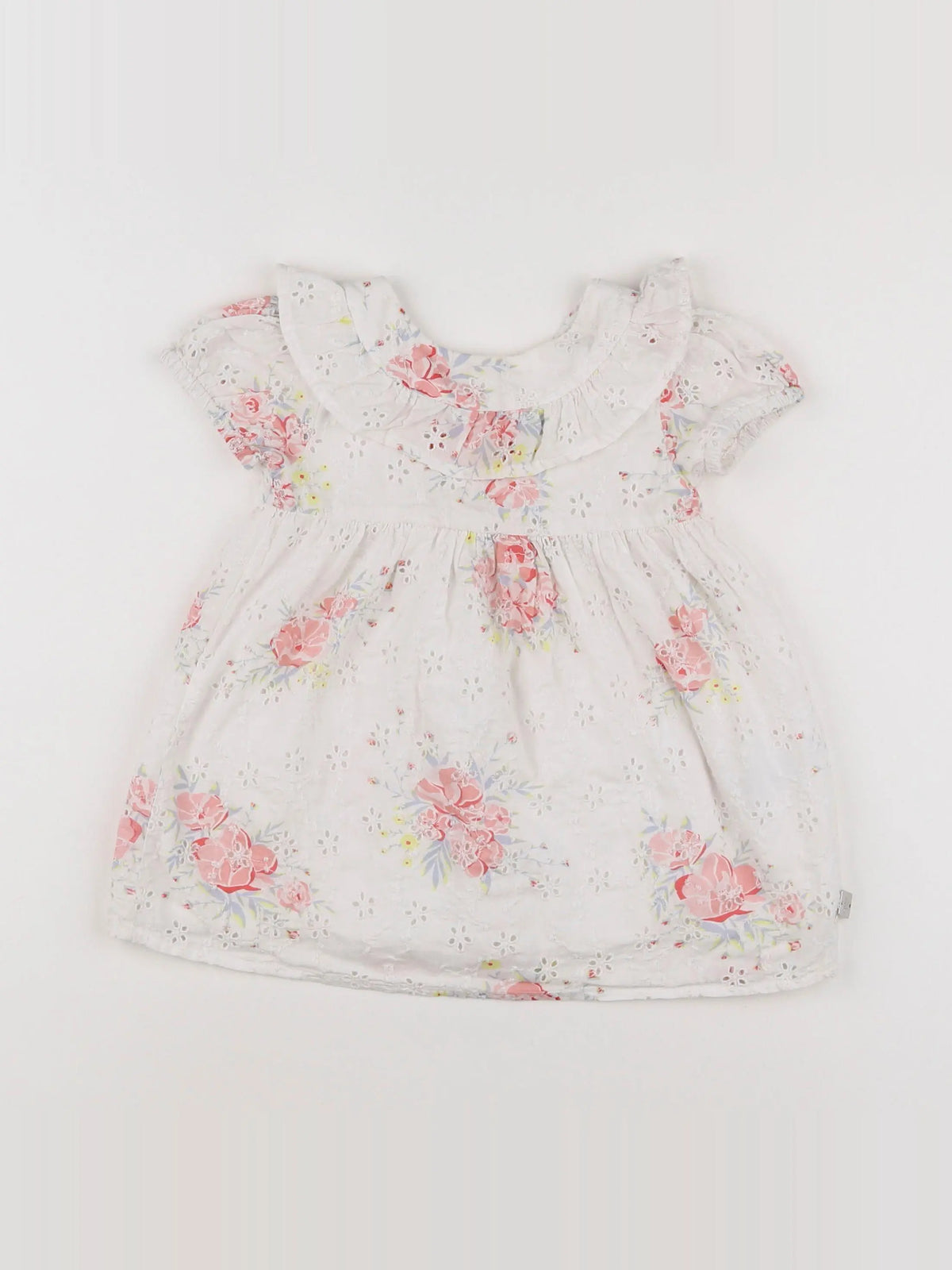 Carrément Beau - robe blanc, rose - 12 mois